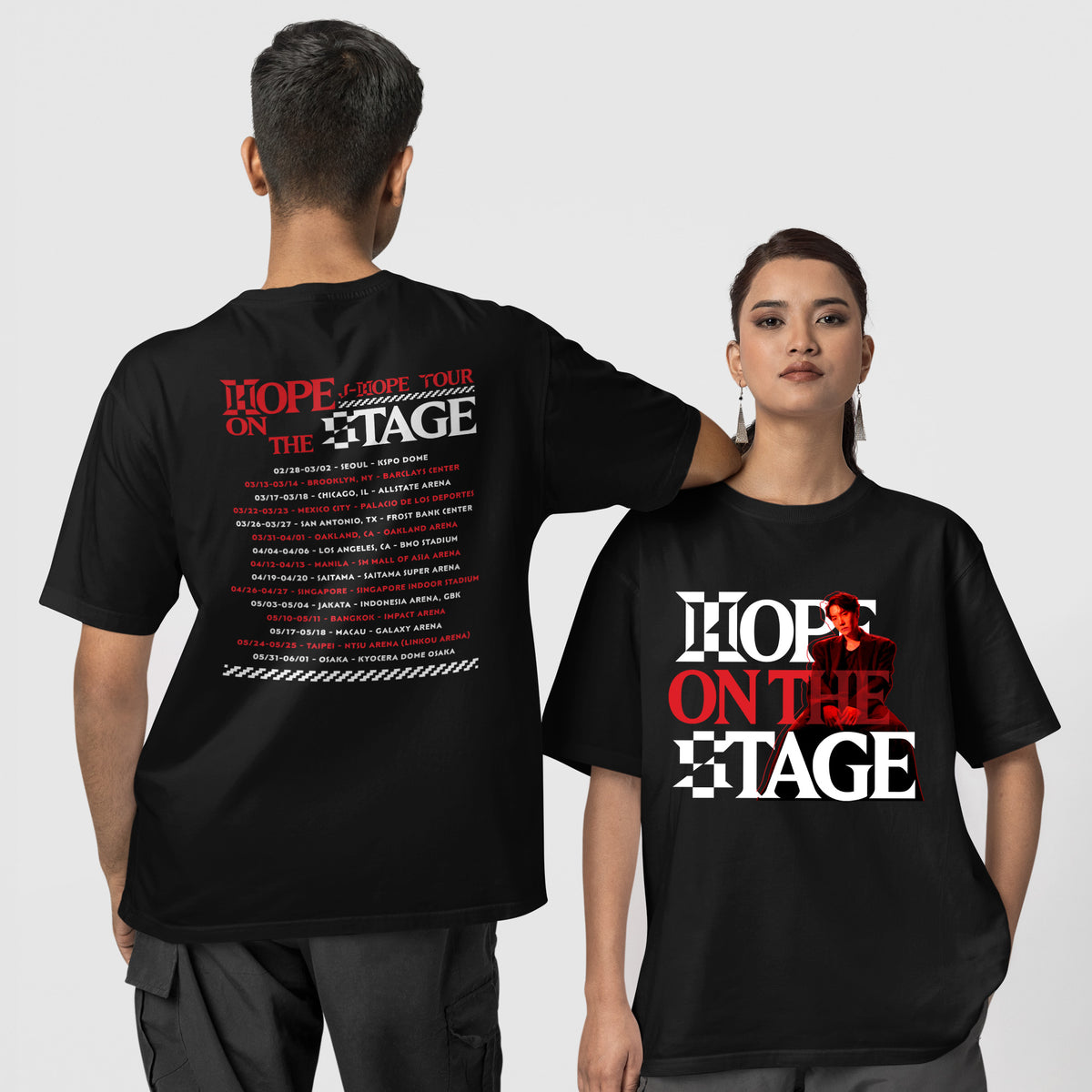 BTS J-Hope Hope Solo Tour 2-side T-Shirt - Couple 1 view, Y2K kpop concert tee