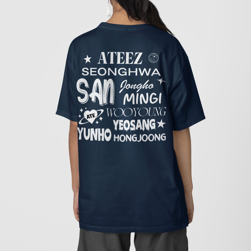 ATEEZ I Love T-Shirt - Back view, Y2K kpop concert tee