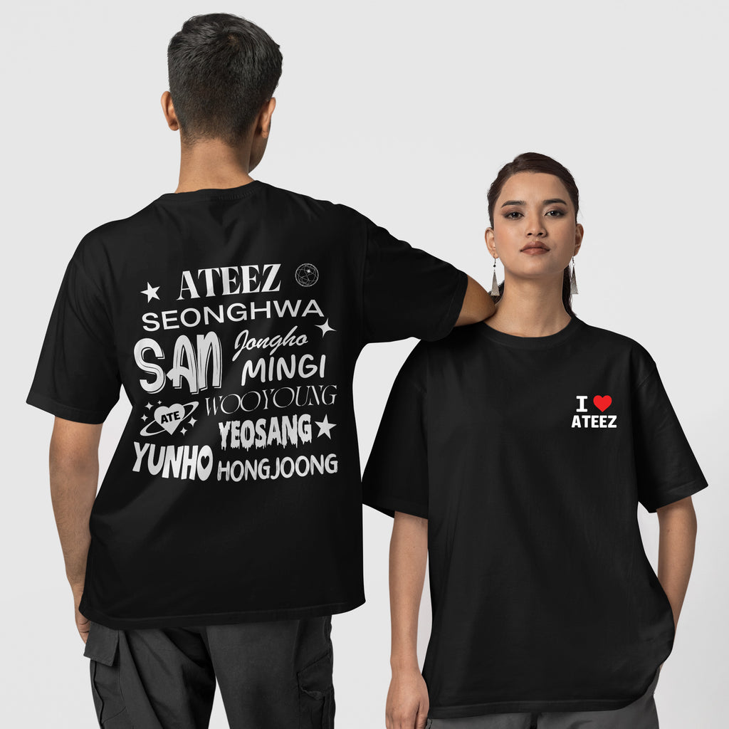 ATEEZ I Love T-Shirt - Couple 1 view, Y2K kpop concert tee