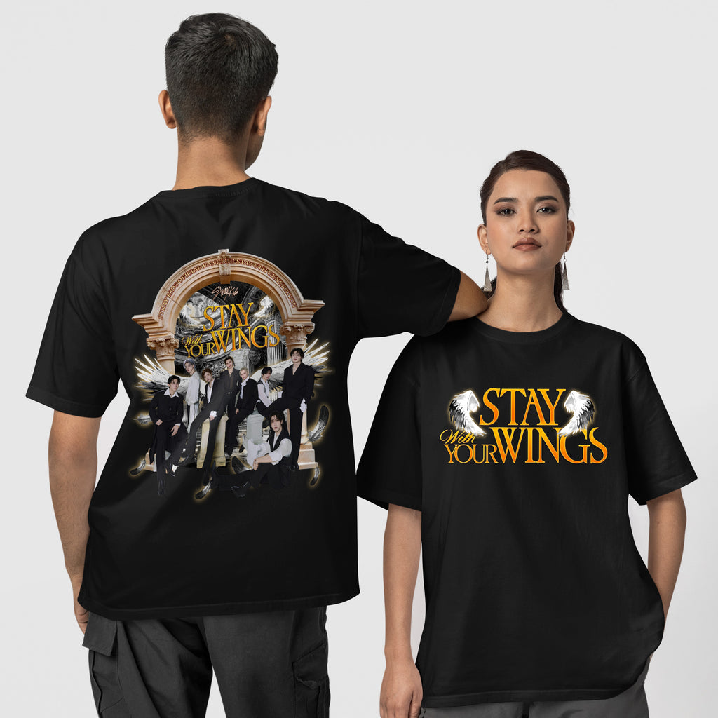 Stray Kids Stay With Your Wings special Day T-Shirt - Couple 1 view, Y2K kpop concert tee