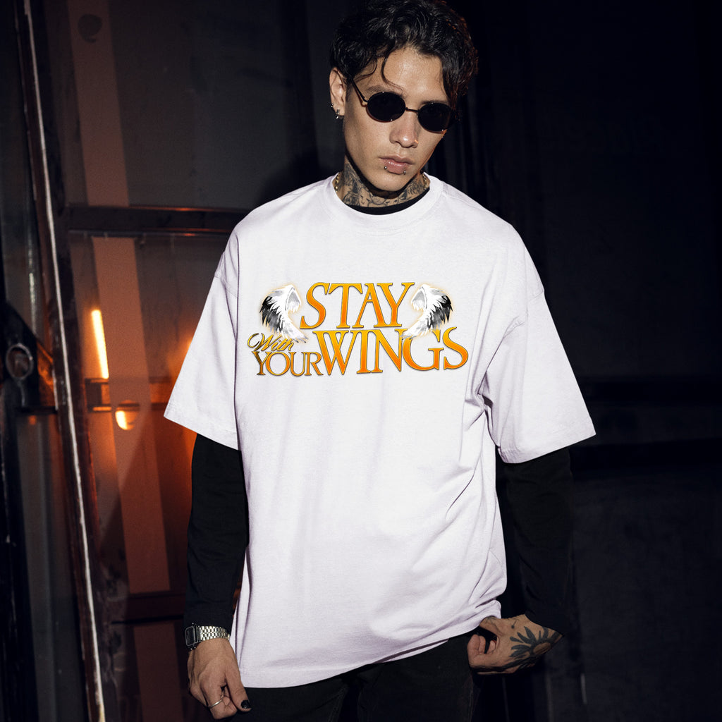 Stray Kids Stay With Your Wings special Day T-Shirt - Men Front view, Y2K kpop concert tee