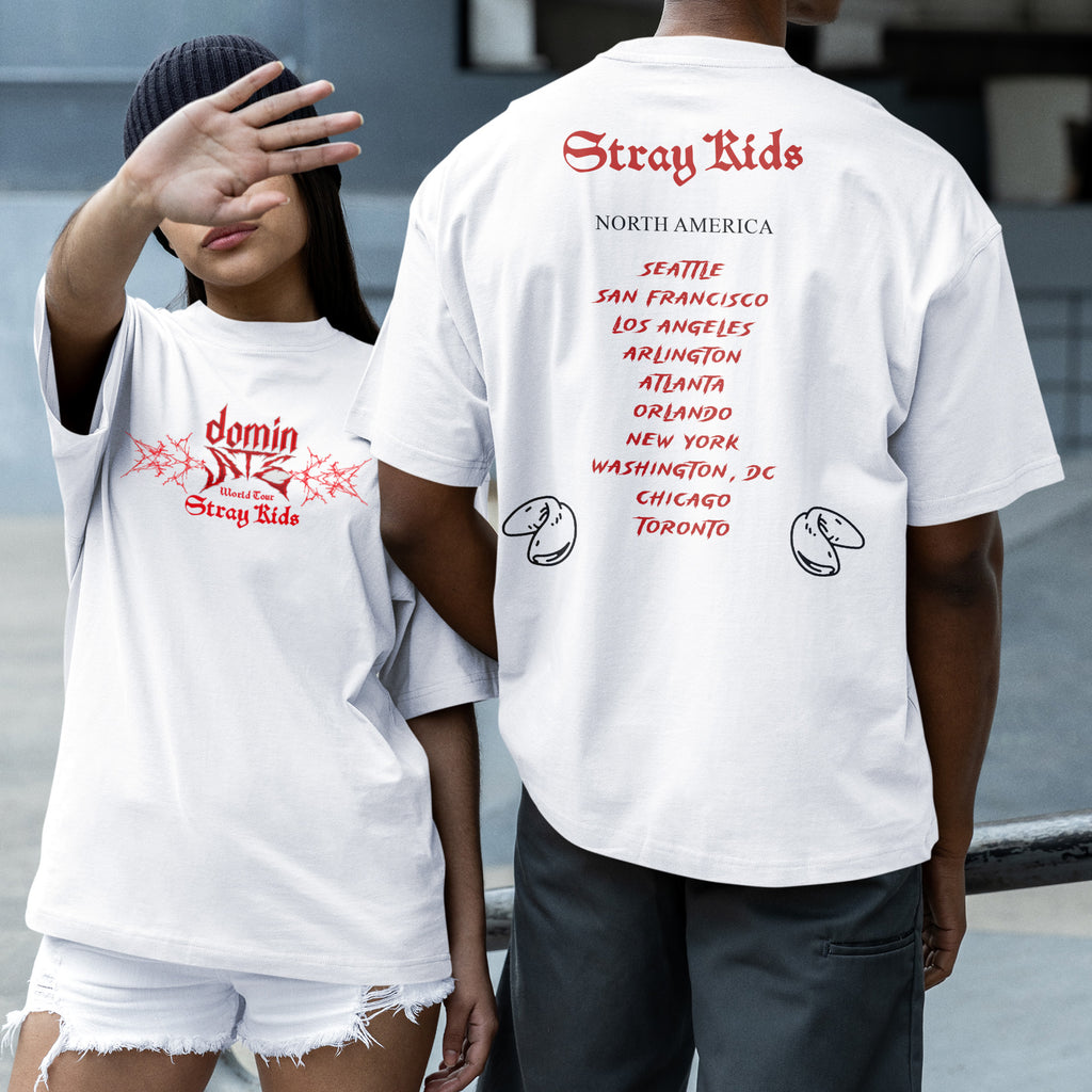 Stray Kids DominATE in North America T-Shirt - Couple 2 view, Y2K kpop concert tee