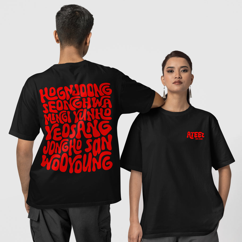 ATEEZ Est 2018 Print T-Shirt - Couple 1 view, Y2K kpop concert tee