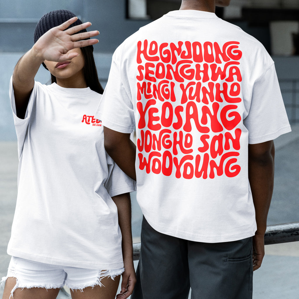 ATEEZ Est 2018 Print T-Shirt - Couple 2 view, Y2K kpop concert tee