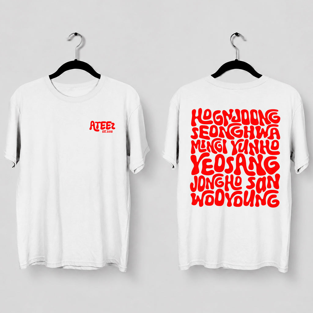 ATEEZ Est 2018 Print T-Shirt - Main view, Y2K kpop concert tee