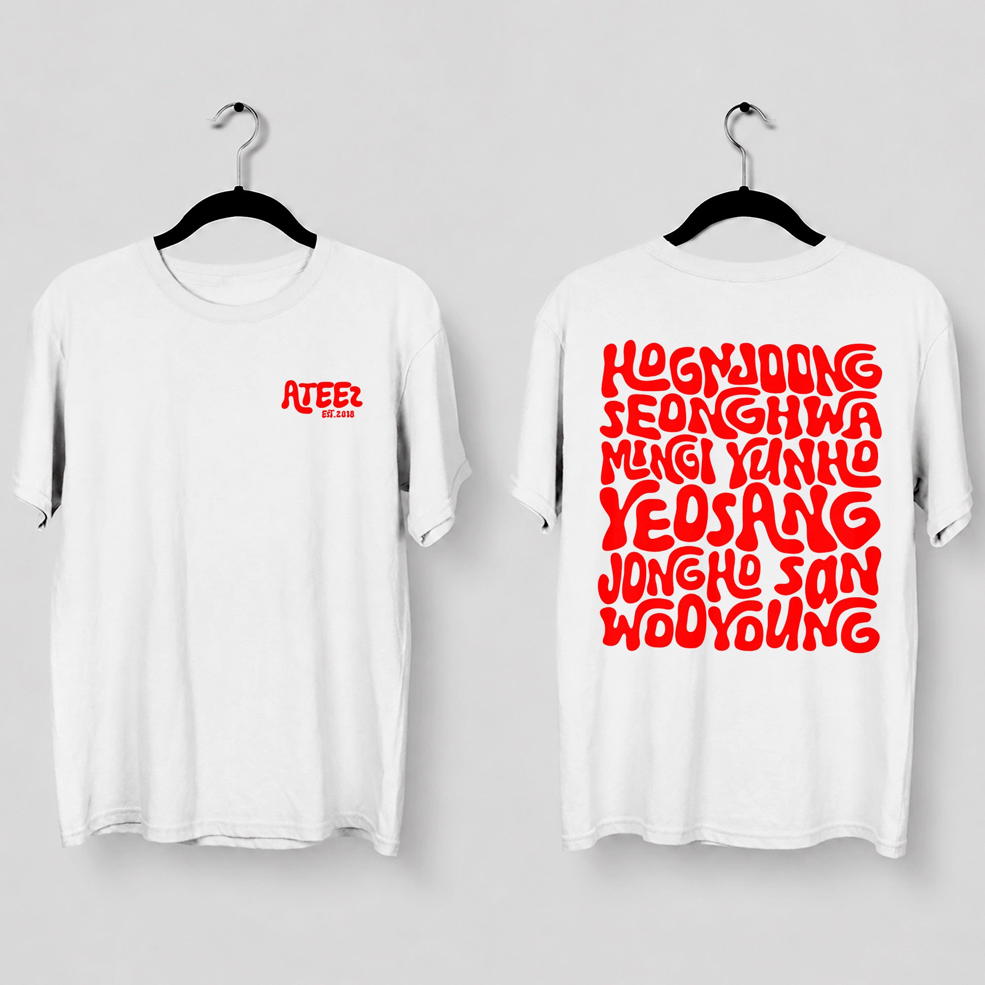 ATEEZ Est 2018 Print T-Shirt - Main view, Y2K kpop concert tee