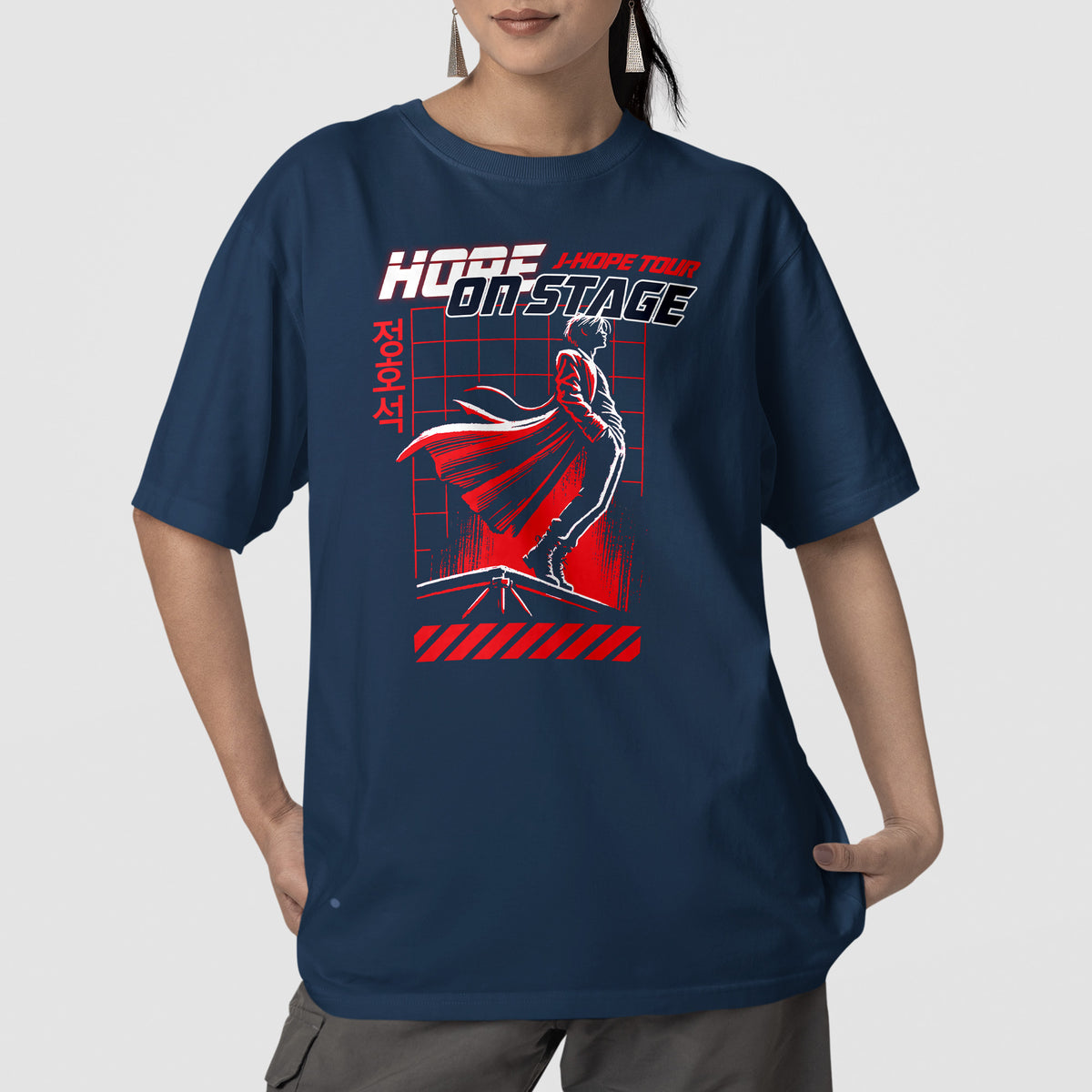 BTS J-Hope Jung Ho-seok On the Stage T-Shirt - Front view, Y2K kpop concert tee