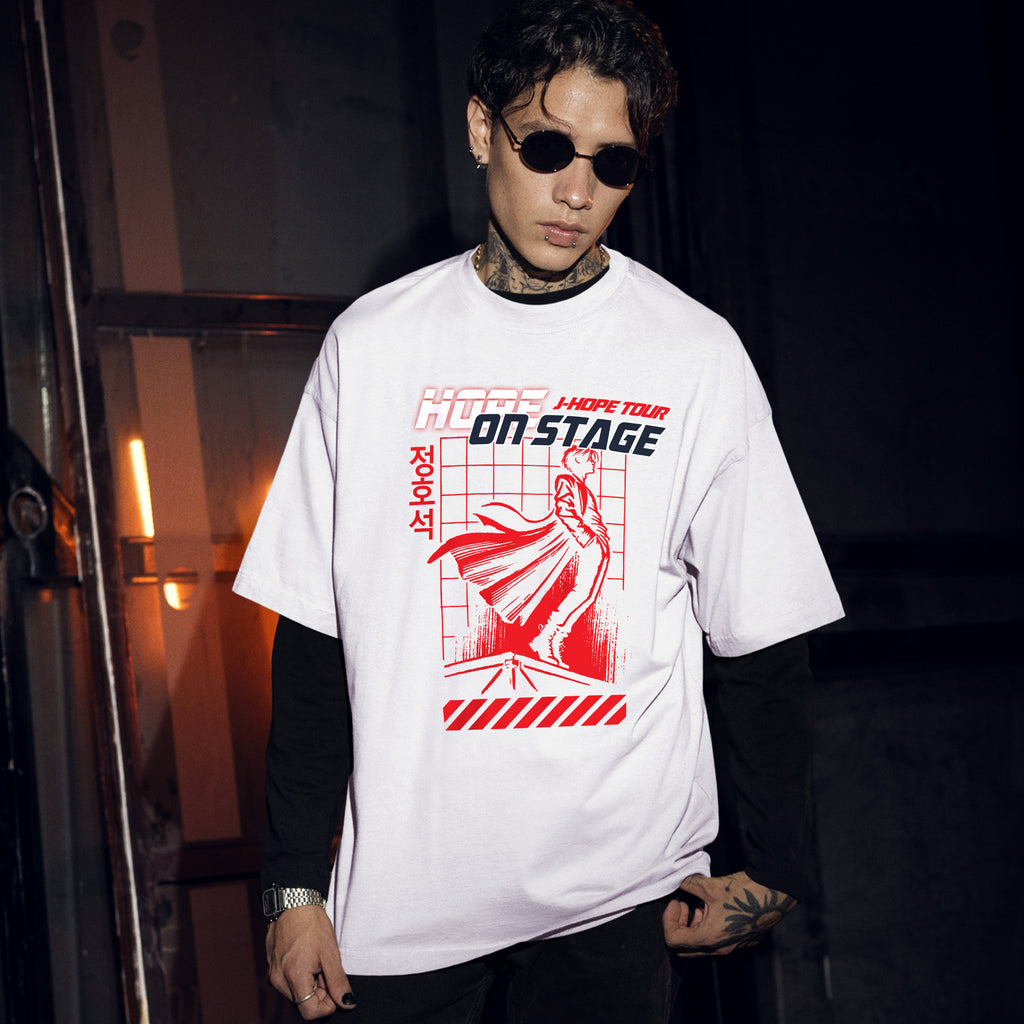 BTS J-Hope Jung Ho-seok On the Stage T-Shirt - Men Front view, Y2K kpop concert tee