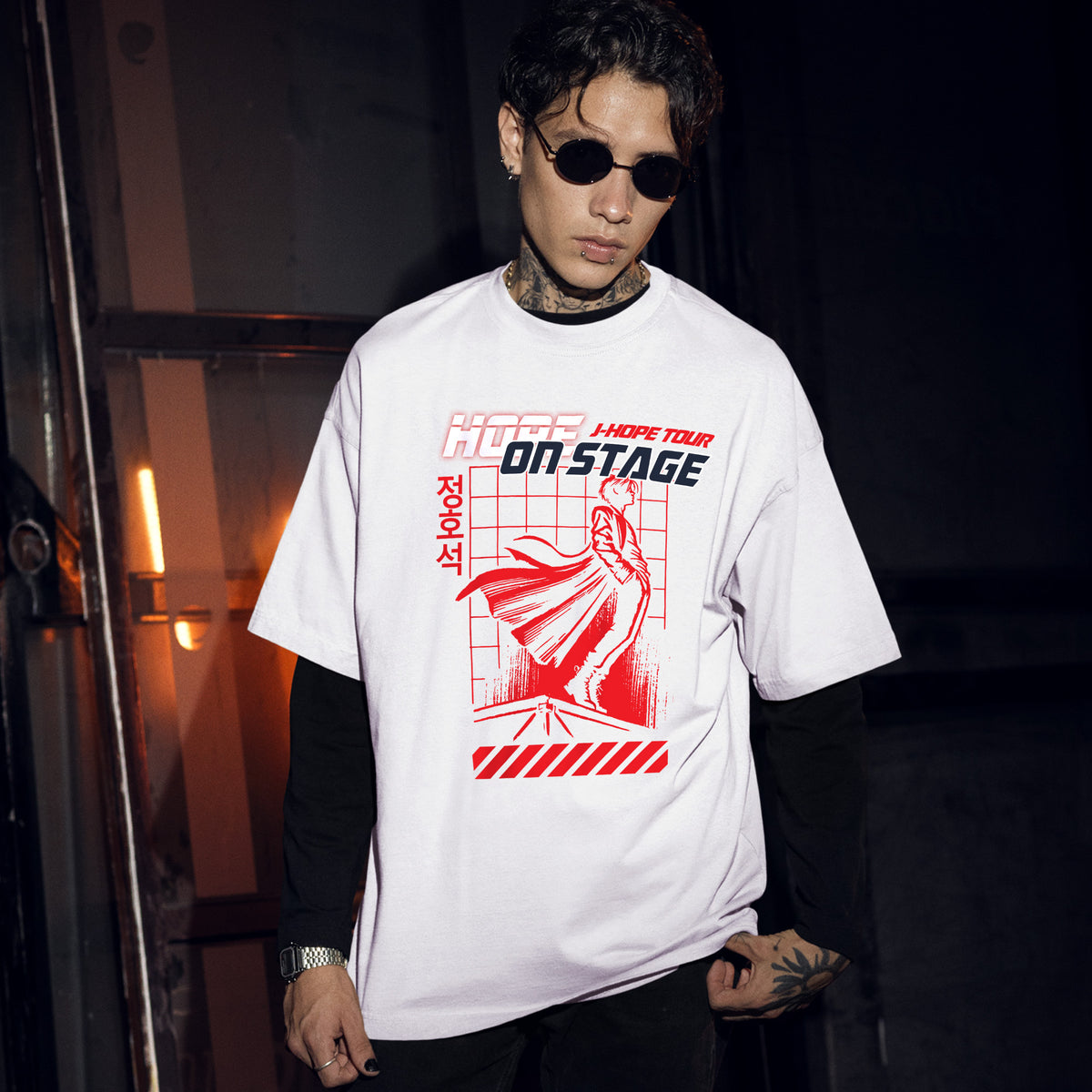 BTS J-Hope Jung Ho-seok On the Stage T-Shirt - Men Front view, Y2K kpop concert tee