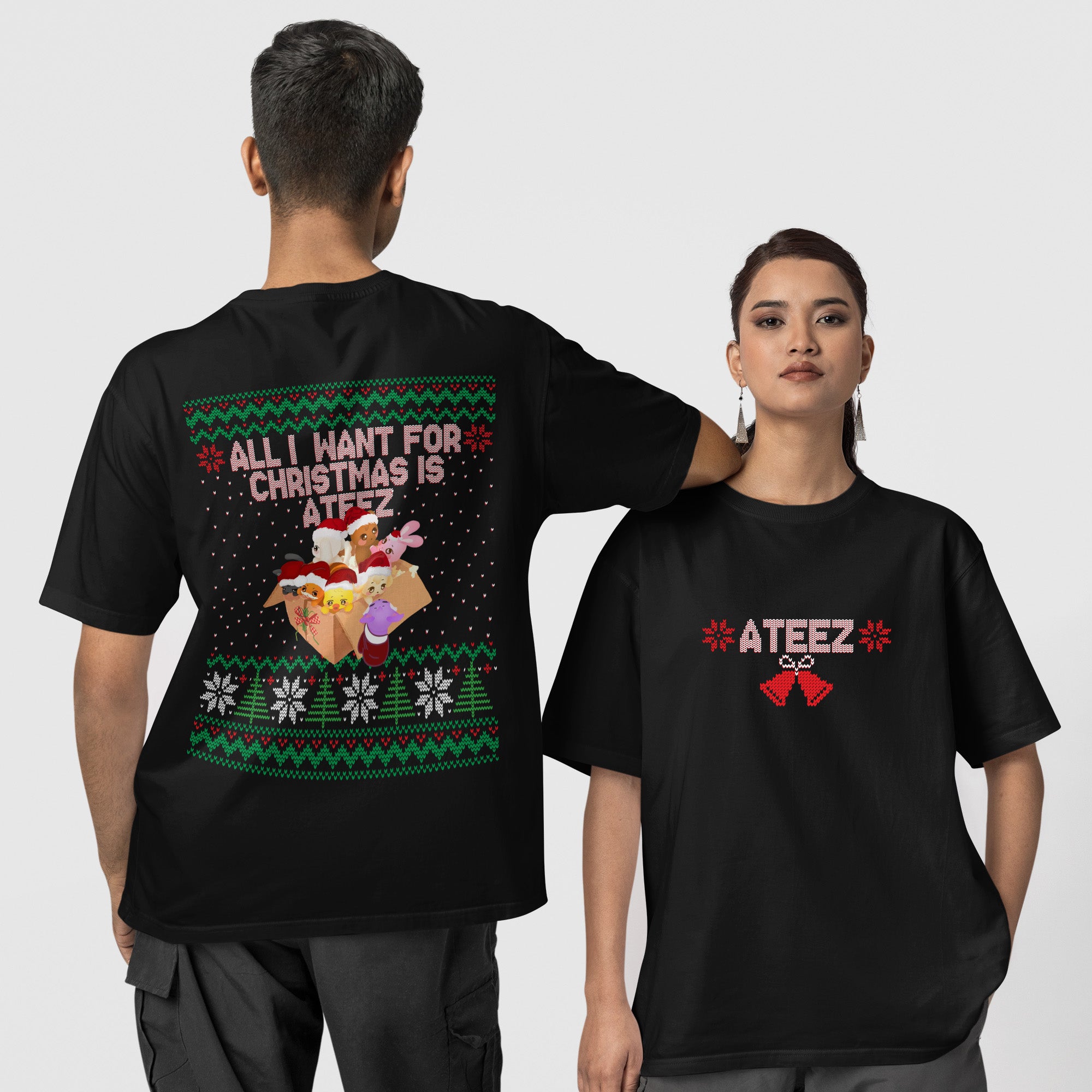 All I Want For Christmas Is ATEEZ T-Shirt - Couple 1 view, Y2K kpop concert tee