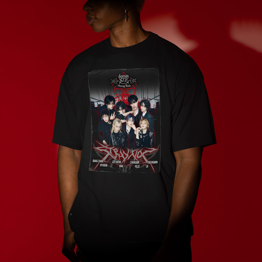 Stray Kids DominATE Member T-Shirt - Men view, Y2K kpop concert tee