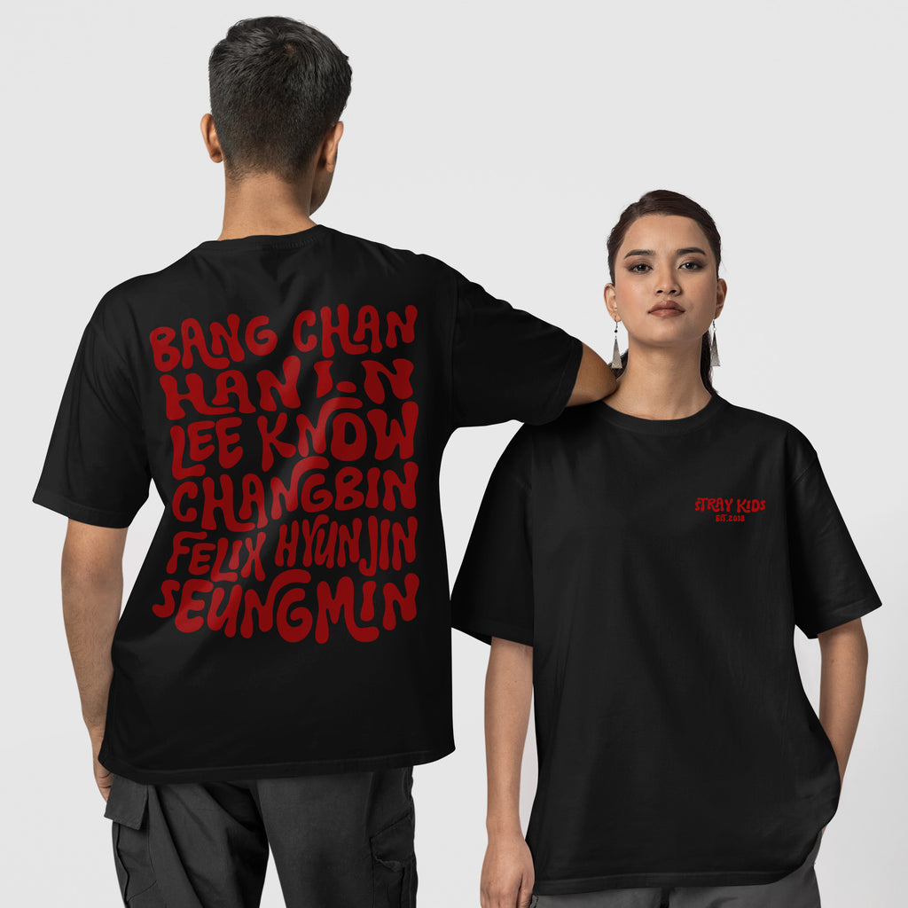 Stray Kids Est 2018 T-Shirt - Couple 1 view, Y2K kpop concert tee