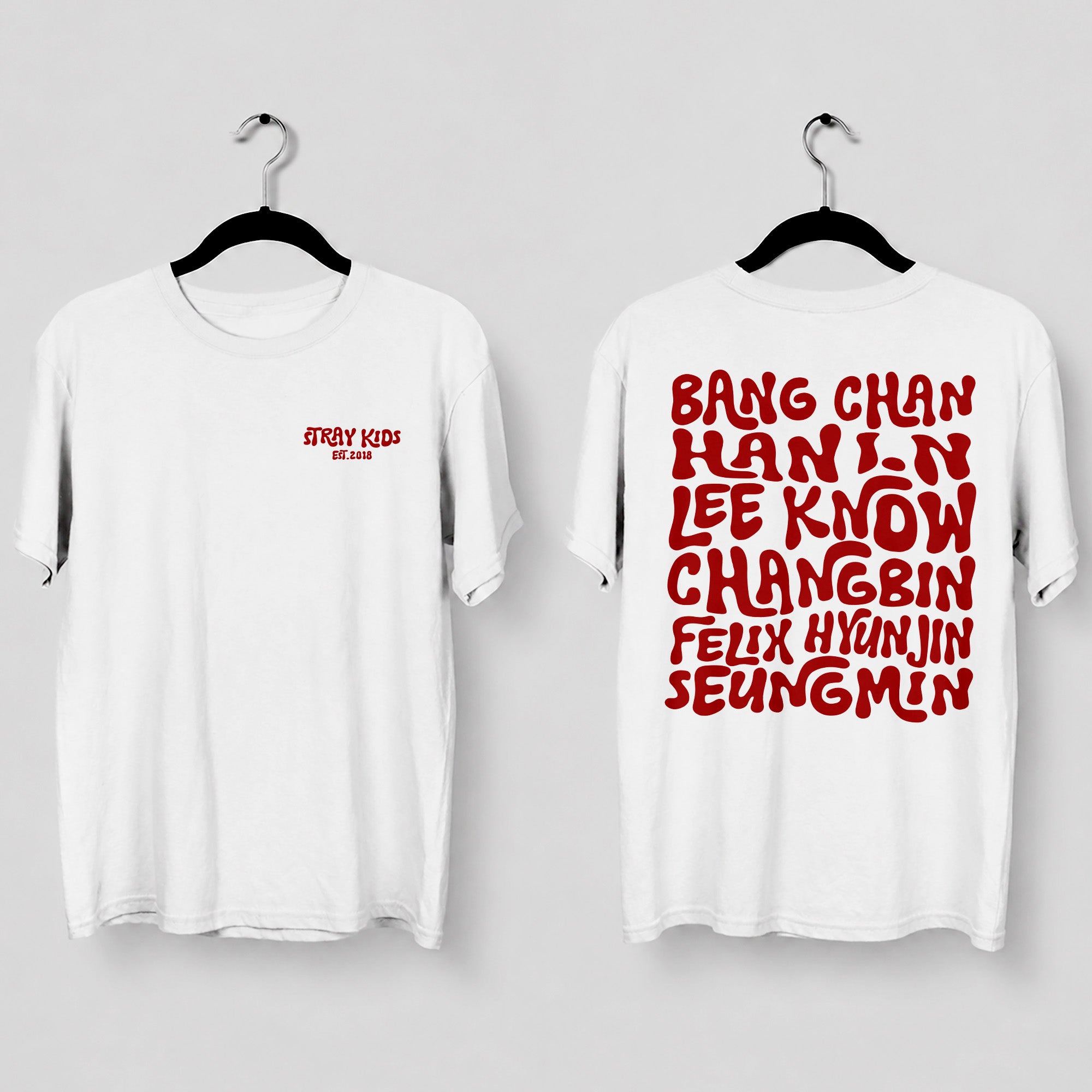 Stray Kids Est 2018 T-Shirt - Main view, Y2K kpop concert tee