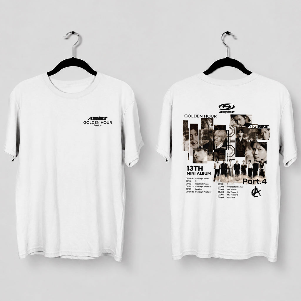 ATEEZ Golden Hour Part 4 13th Mini Album T-Shirt - Main view, Y2K kpop concert tee