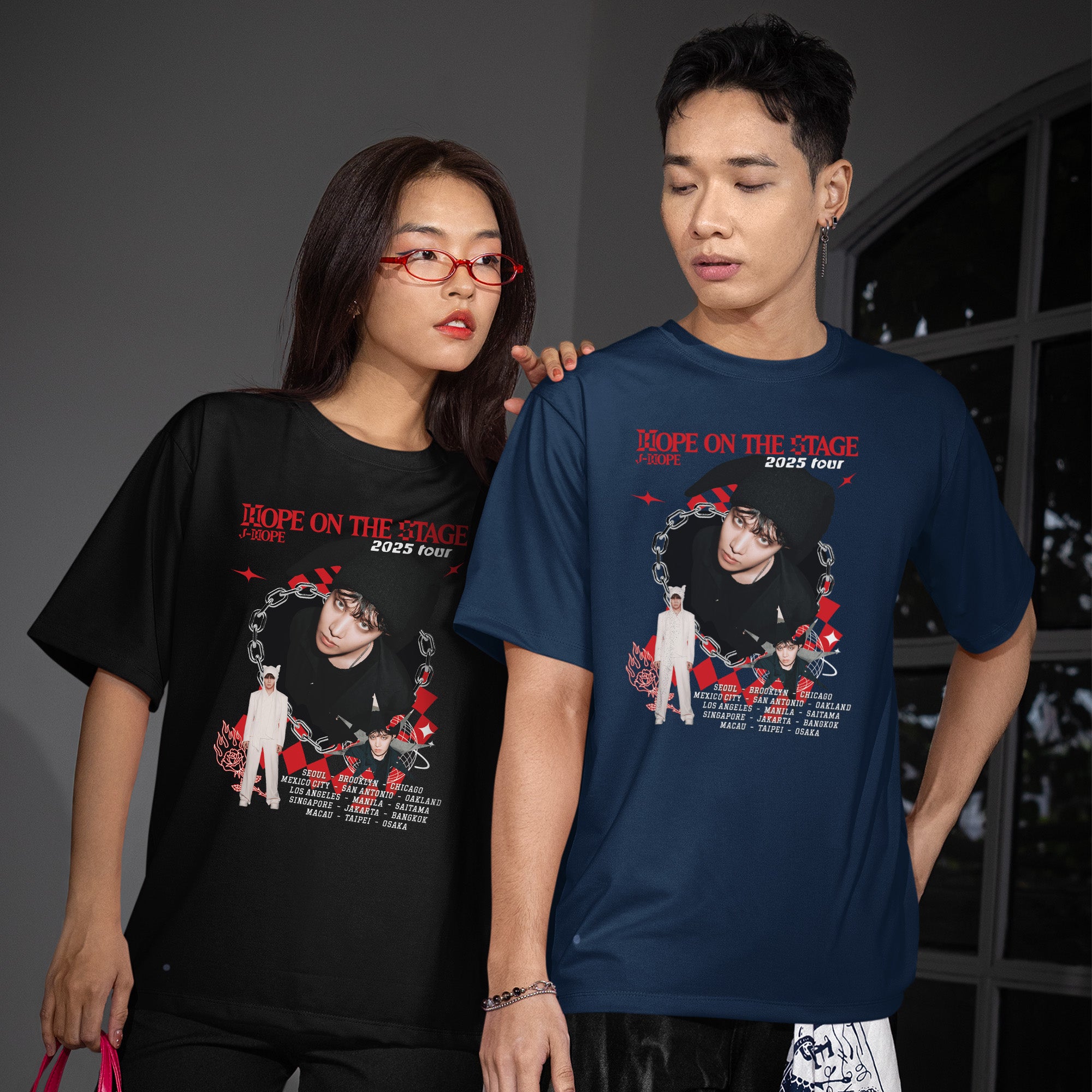 BTS J-Hope Hope K-Pop Concert T-Shirt - Couple view, Y2K kpop concert tee