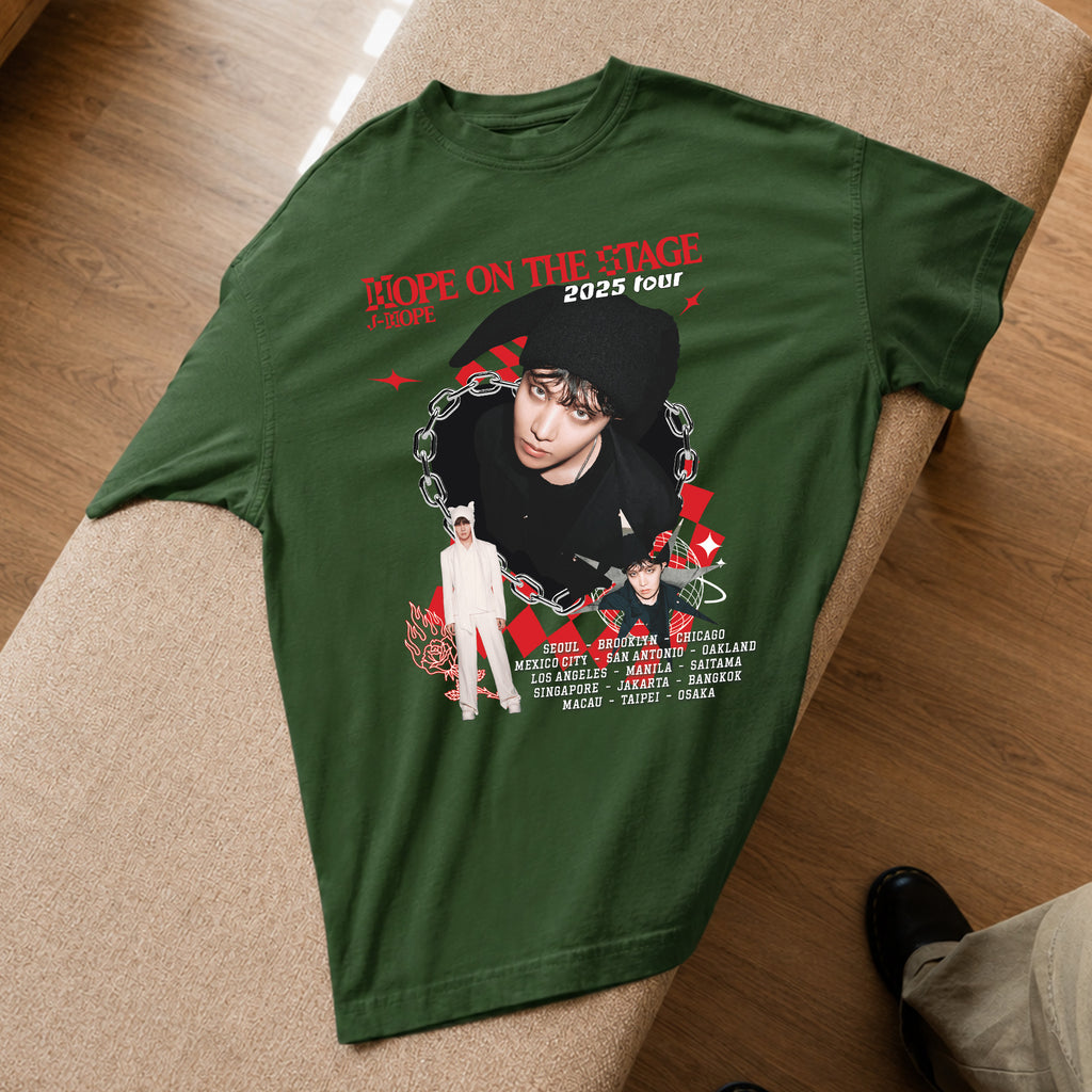 BTS J-Hope Hope K-Pop Concert T-Shirt - Spread view, Y2K kpop concert tee