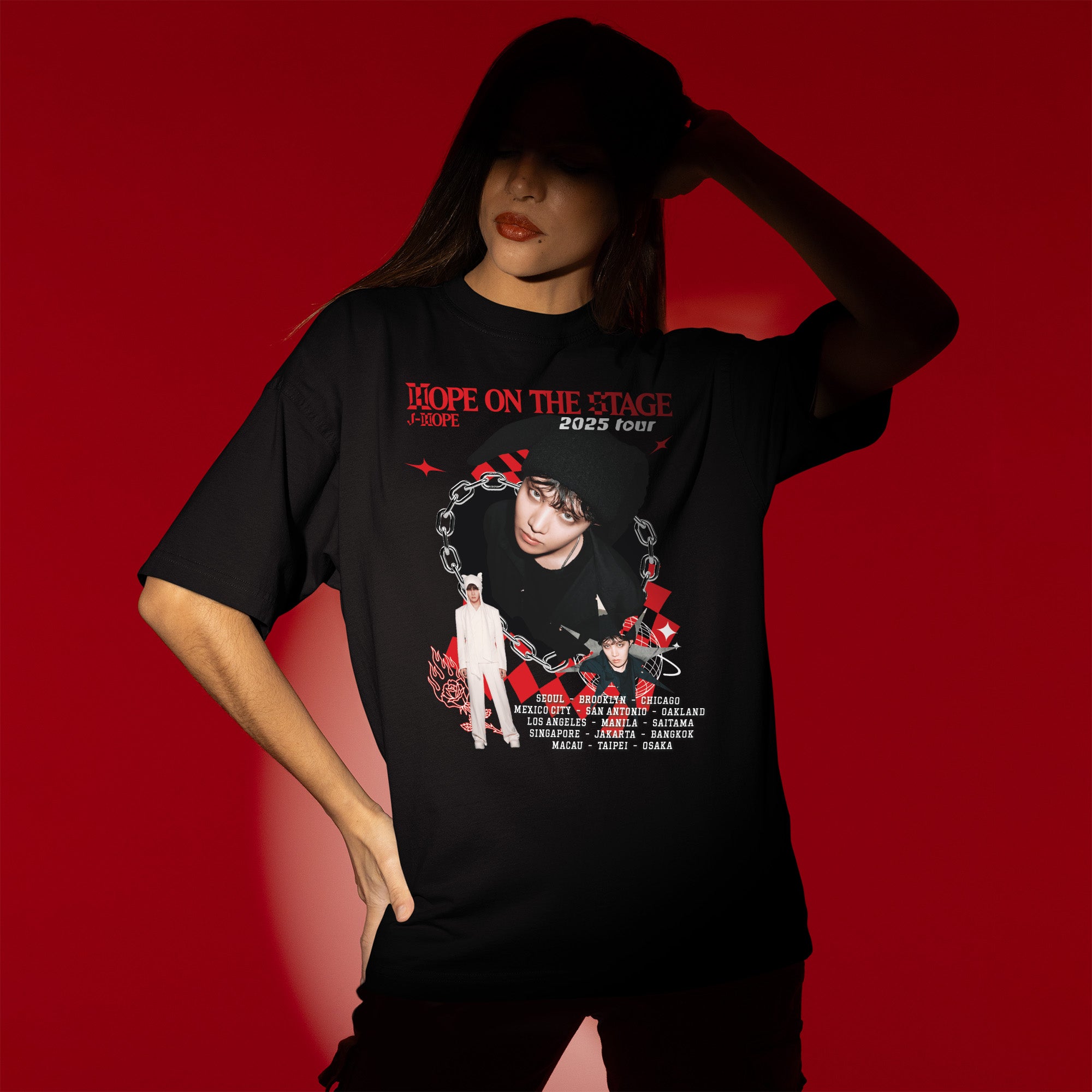 BTS J-Hope Hope K-Pop Concert T-Shirt - Women view, Y2K kpop concert tee
