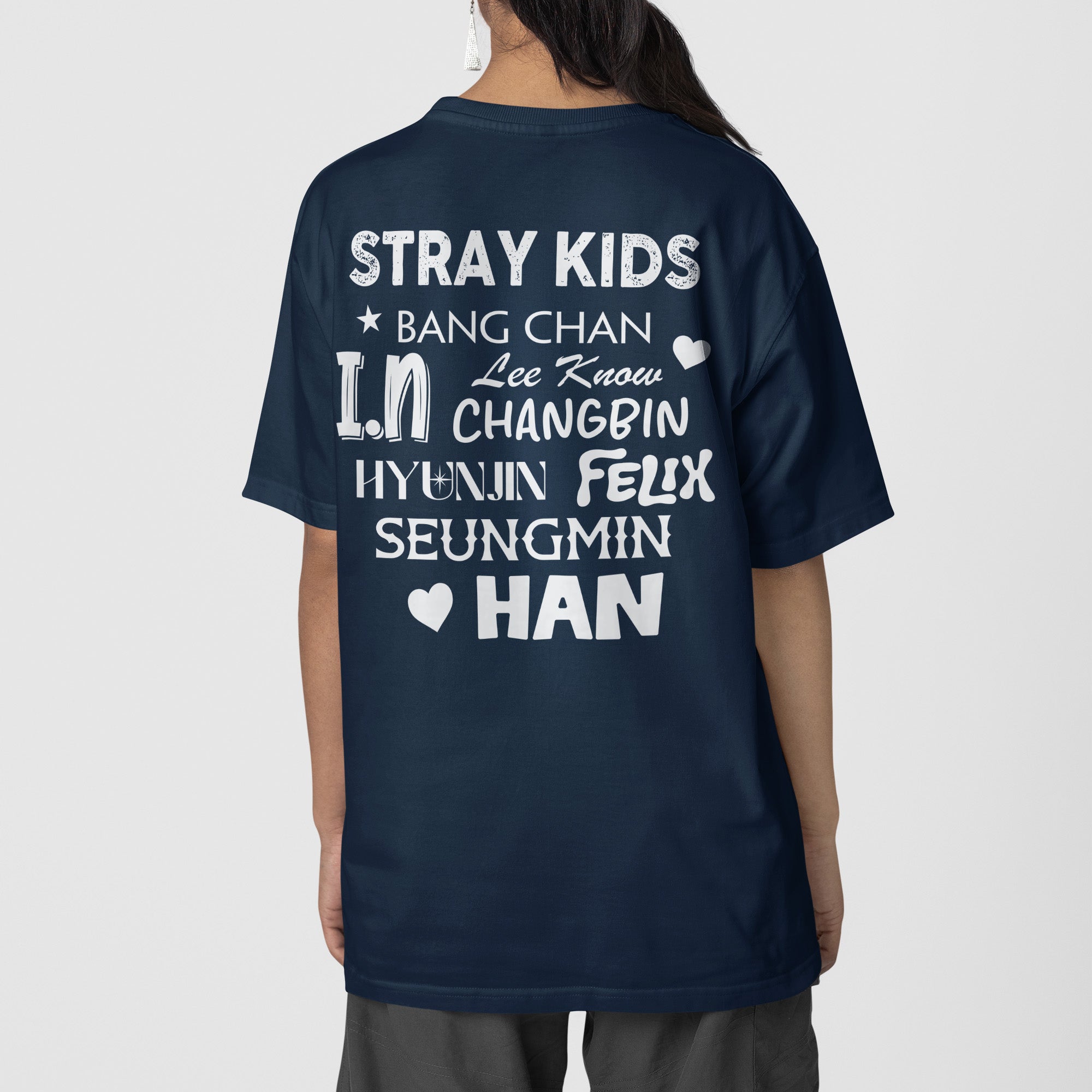 Stray Kids I Love T-Shirt - Back view, Y2K kpop concert tee