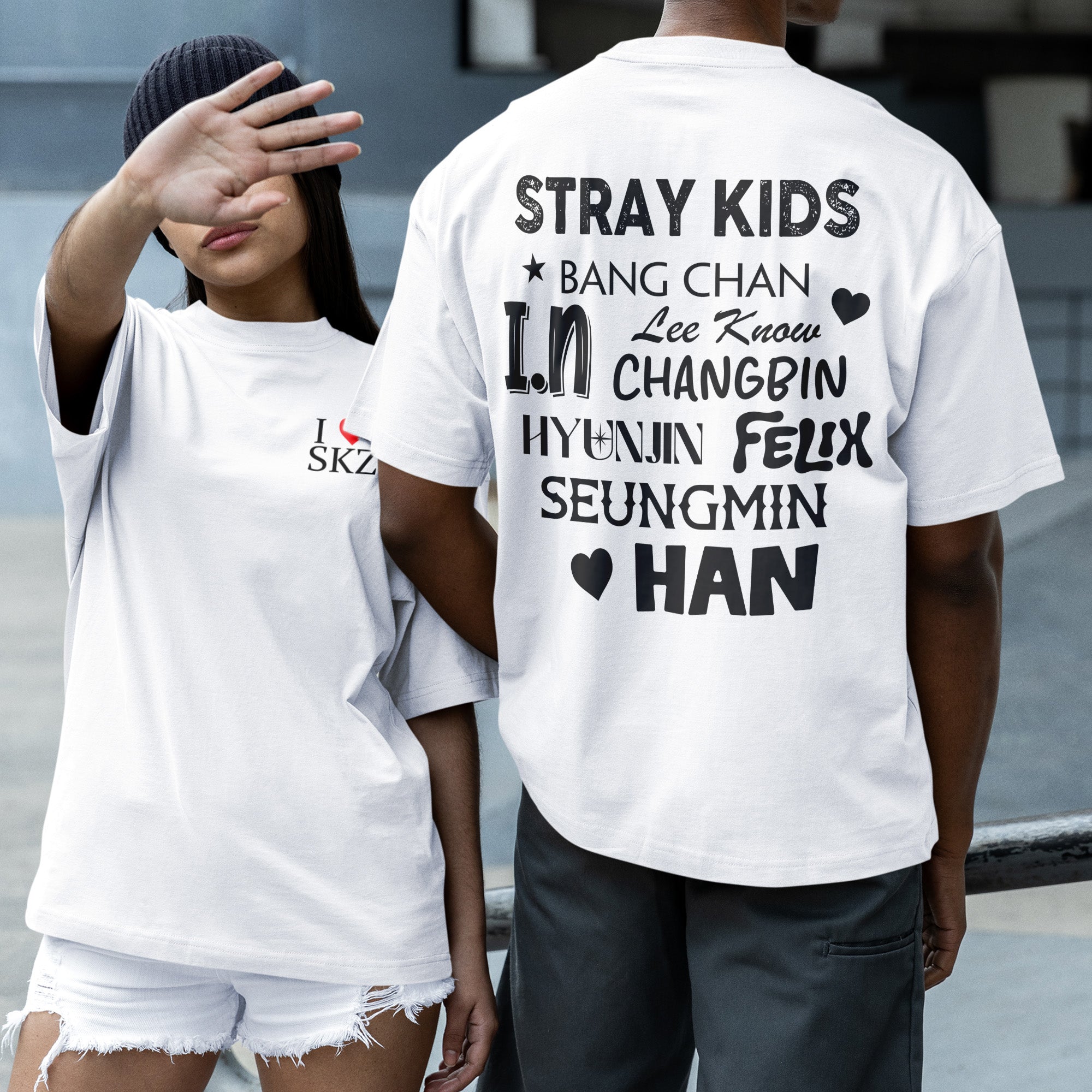 Stray Kids I Love T-Shirt - Couple 2 view, Y2K kpop concert tee