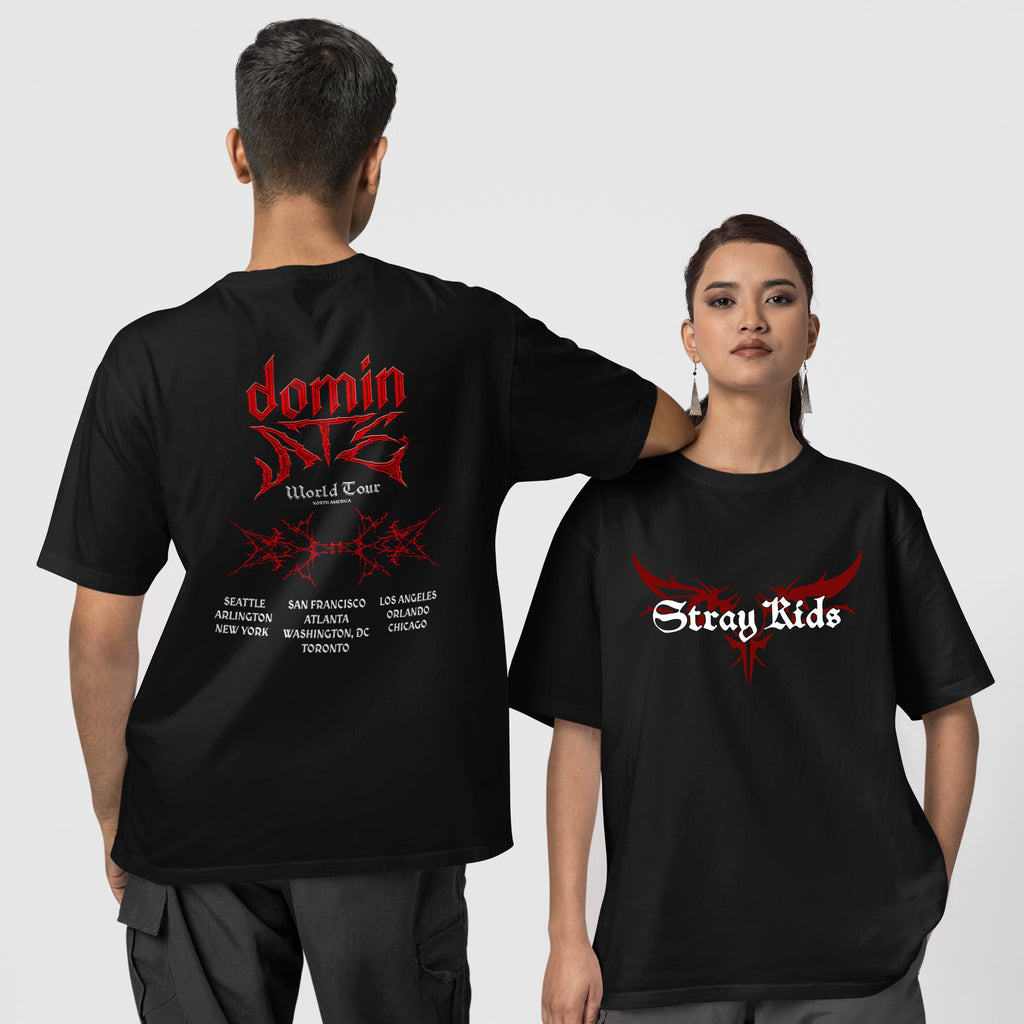 Stray Kids DominATE North America ver3 T-Shirt - Couple 1 view, Y2K kpop concert tee