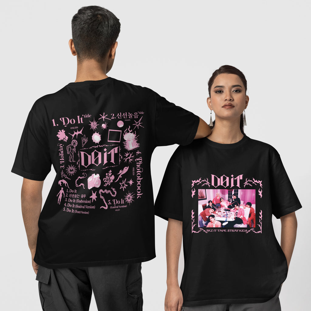Stray Kids Do It Tracklist T-Shirt - Couple 1 view, Y2K kpop concert tee