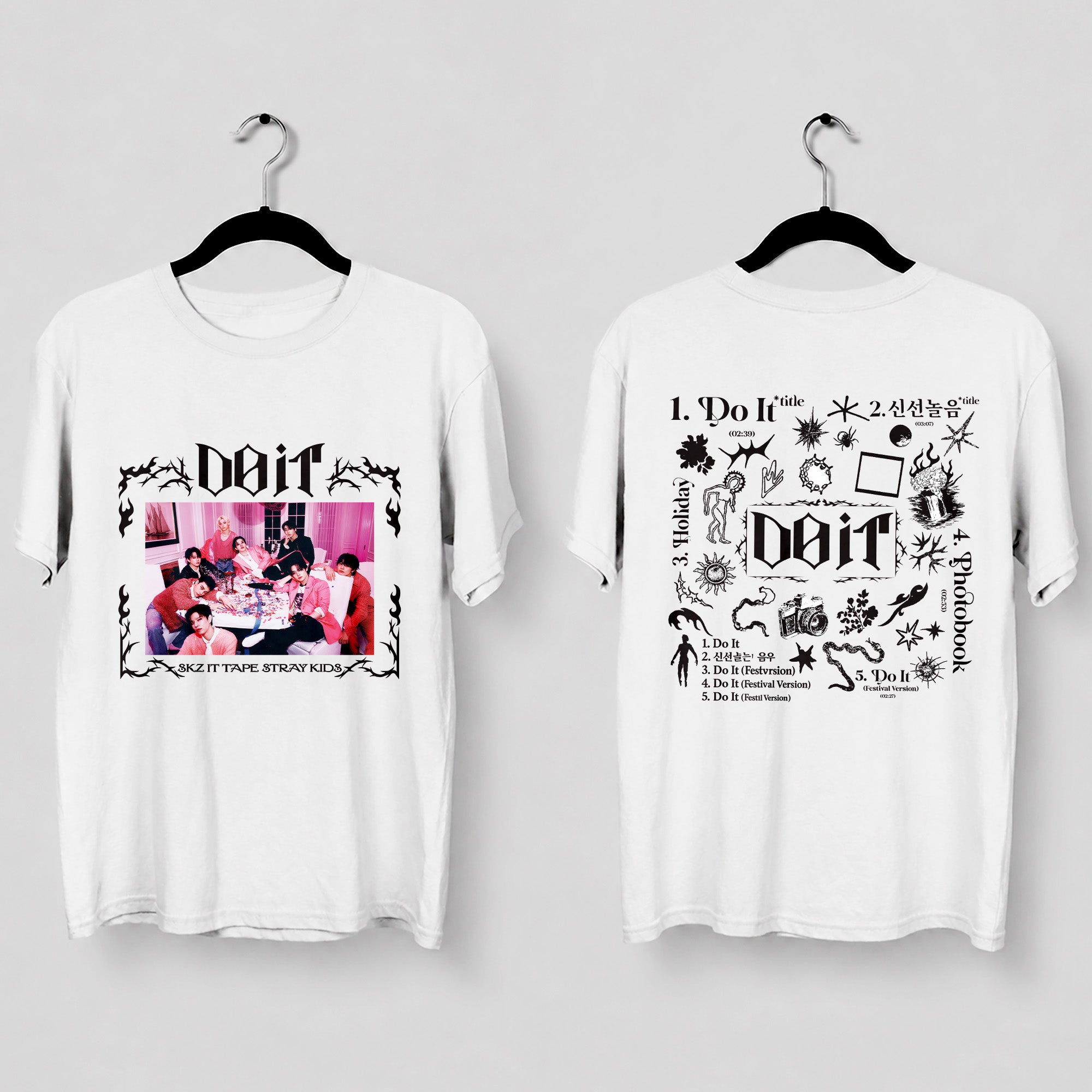 Stray Kids Do It Tracklist T-Shirt - Main view, Y2K kpop concert tee