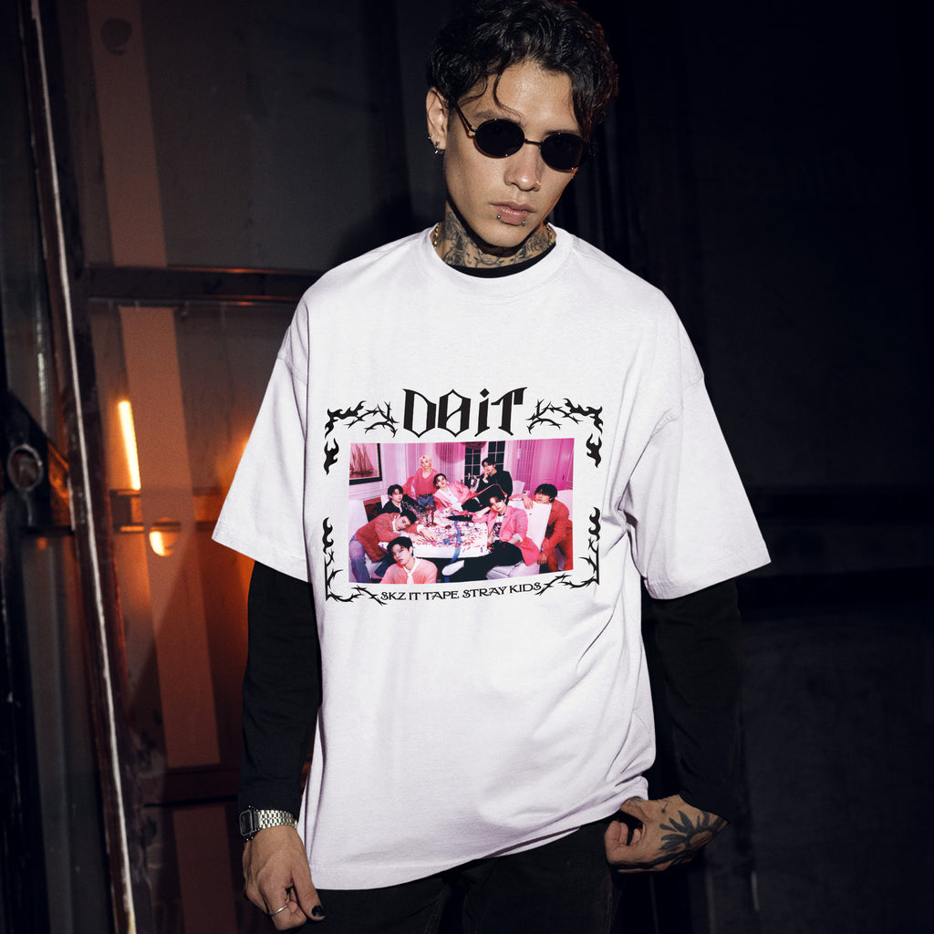 Stray Kids Do It Tracklist T-Shirt - Men Front view, Y2K kpop concert tee