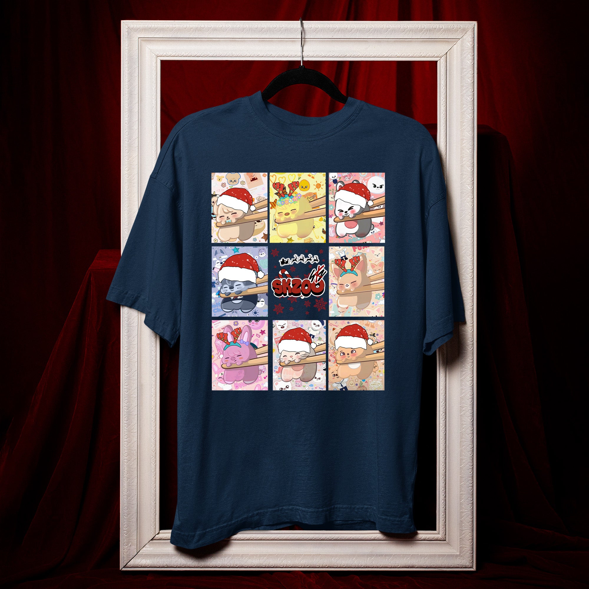Stray Kids Adorable Skzoo Xmas T-Shirt - Hang view, Y2K kpop concert tee