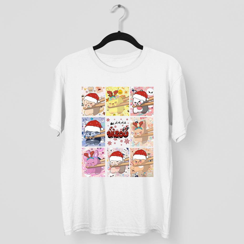 Stray Kids Adorable Skzoo Xmas T-Shirt - Main view, Y2K kpop concert tee