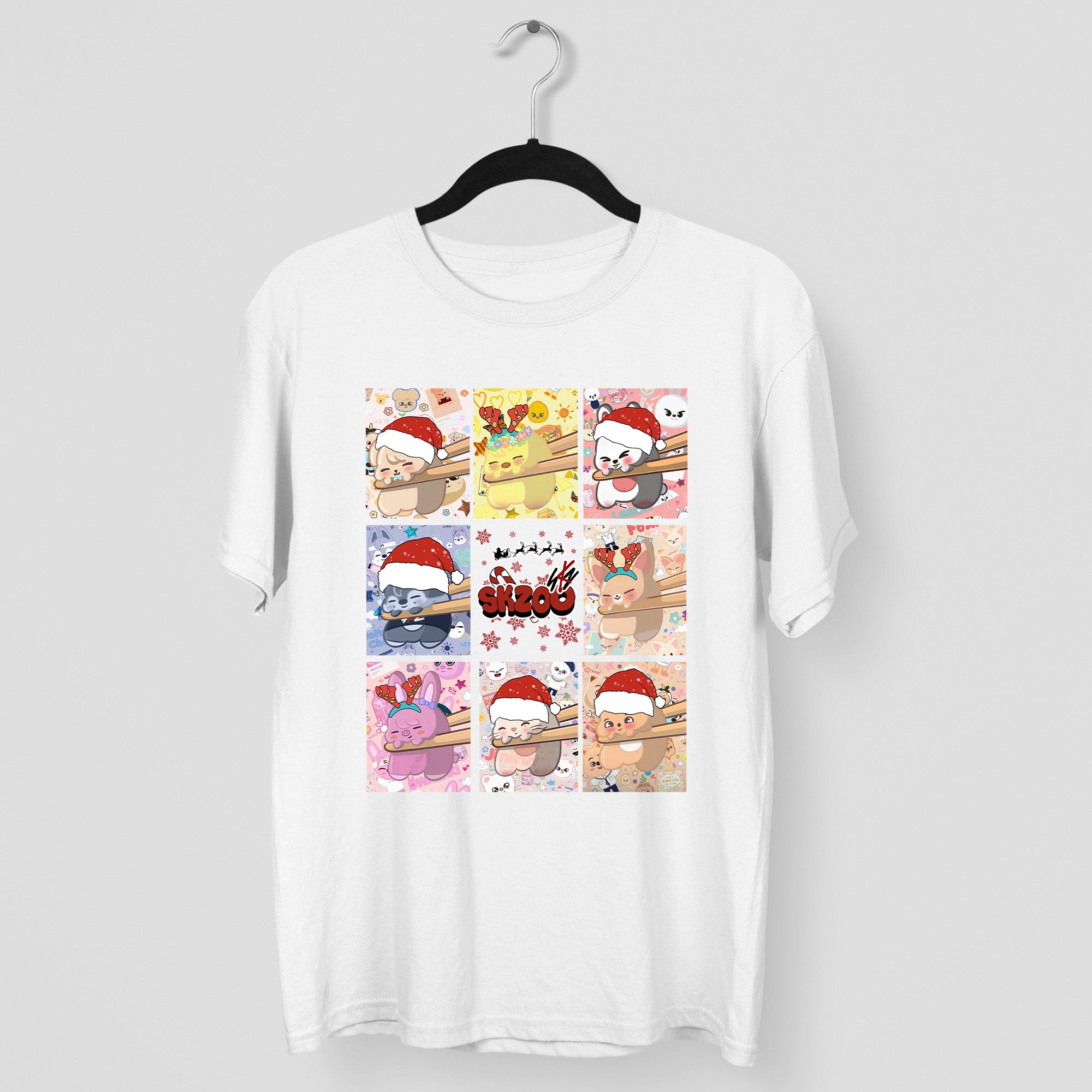 Stray Kids Adorable Skzoo Xmas T-Shirt - Main view, Y2K kpop concert tee