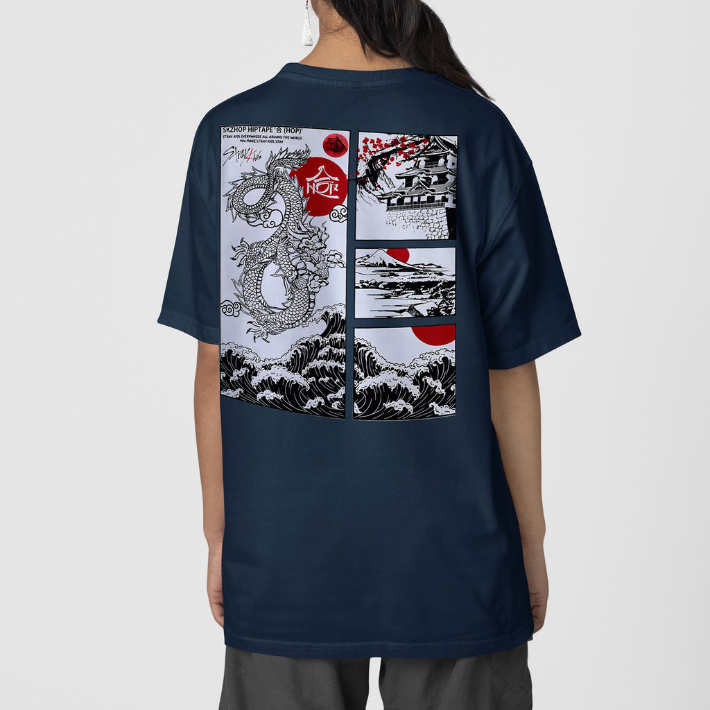 Stray Kids SKZHOP Hiptape T-Shirt - Back view, Y2K kpop concert tee