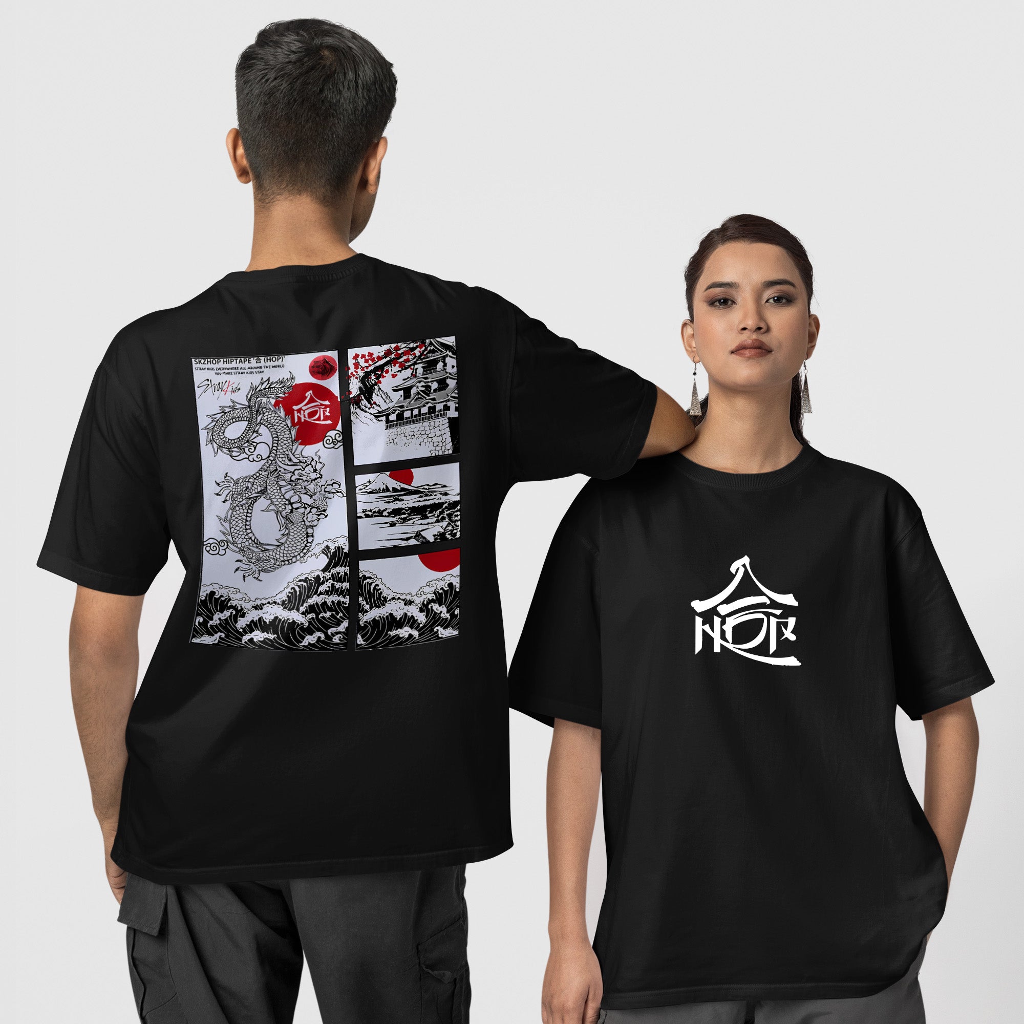 Stray Kids SKZHOP Hiptape T-Shirt - Couple 1 view, Y2K kpop concert tee