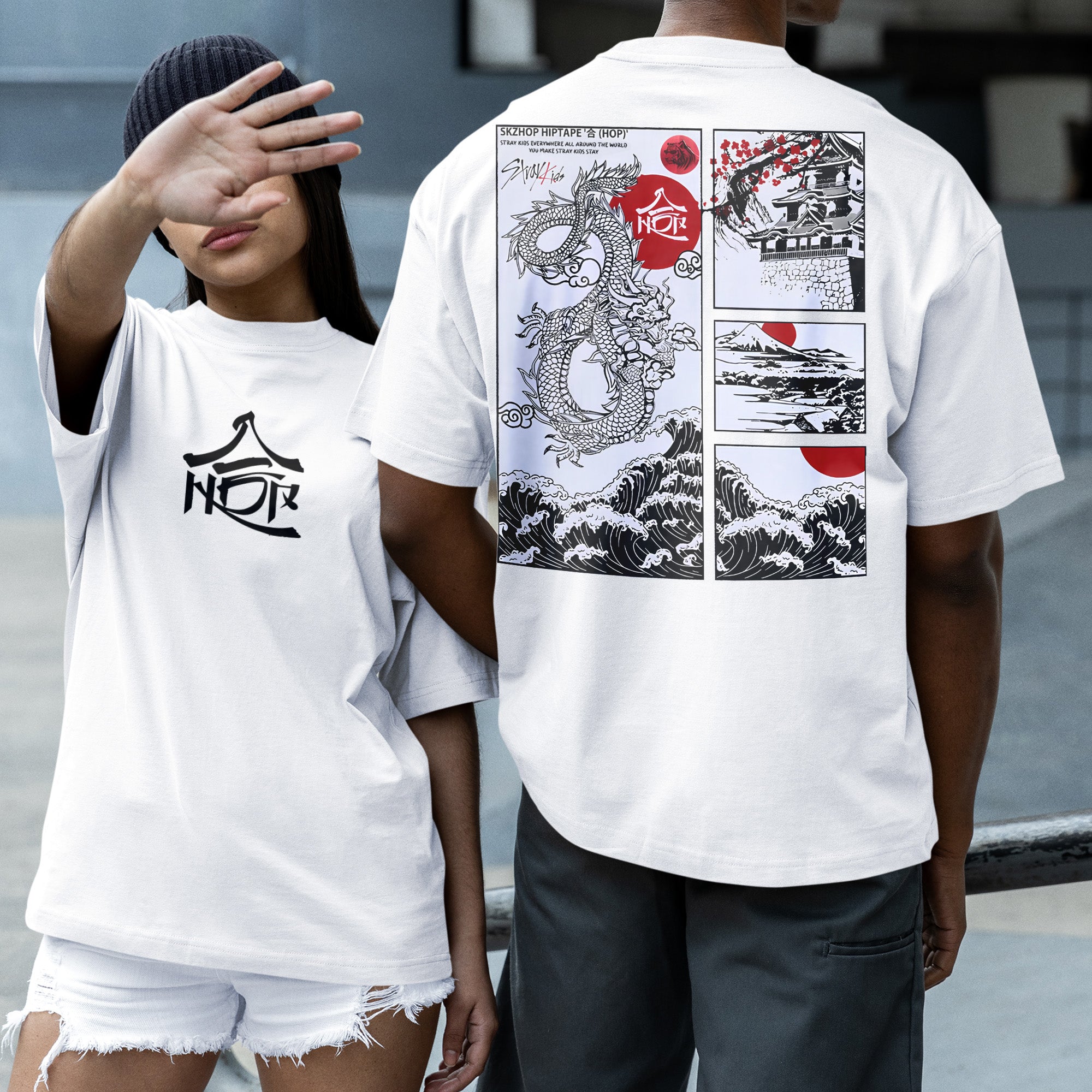 Stray Kids SKZHOP Hiptape T-Shirt - Couple 2 view, Y2K kpop concert tee