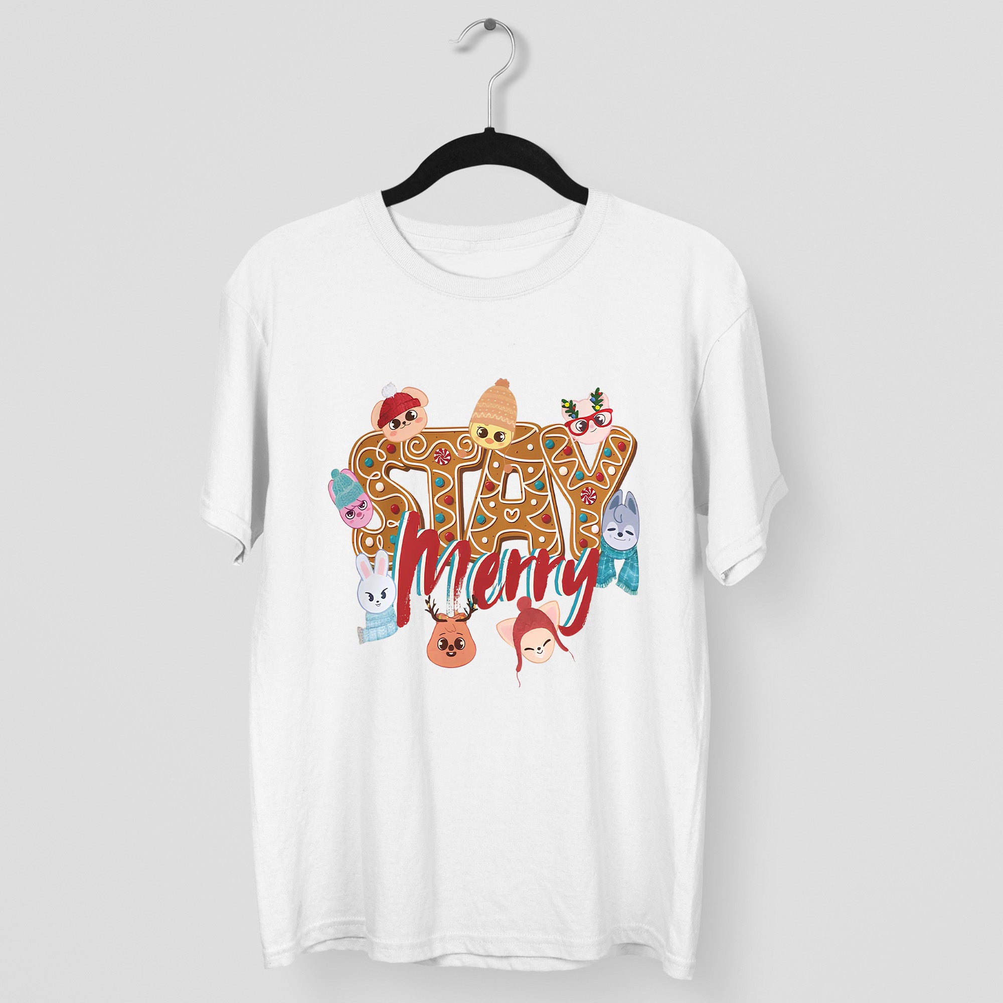 Stray Kids Stay Merry T-Shirt - Main view, Y2K kpop concert tee