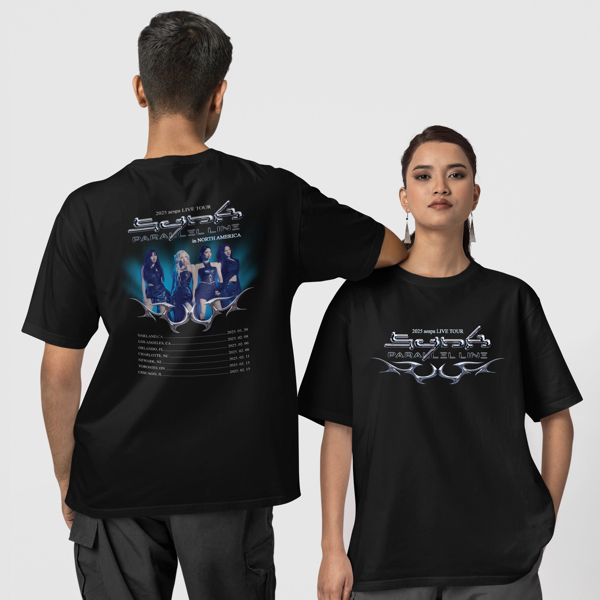 AESPA Parallel Line Concert T-Shirt - Couple 1 view, Y2K kpop concert tee
