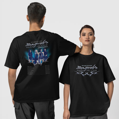 AESPA Parallel Line Concert T-Shirt - Couple 1 view, Y2K kpop concert tee