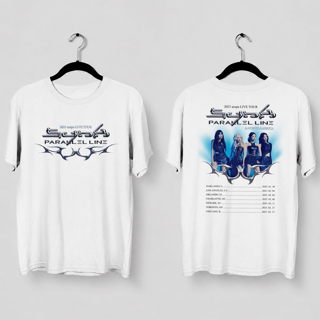 AESPA Parallel Line Concert T-Shirt - Main view, Y2K kpop concert tee