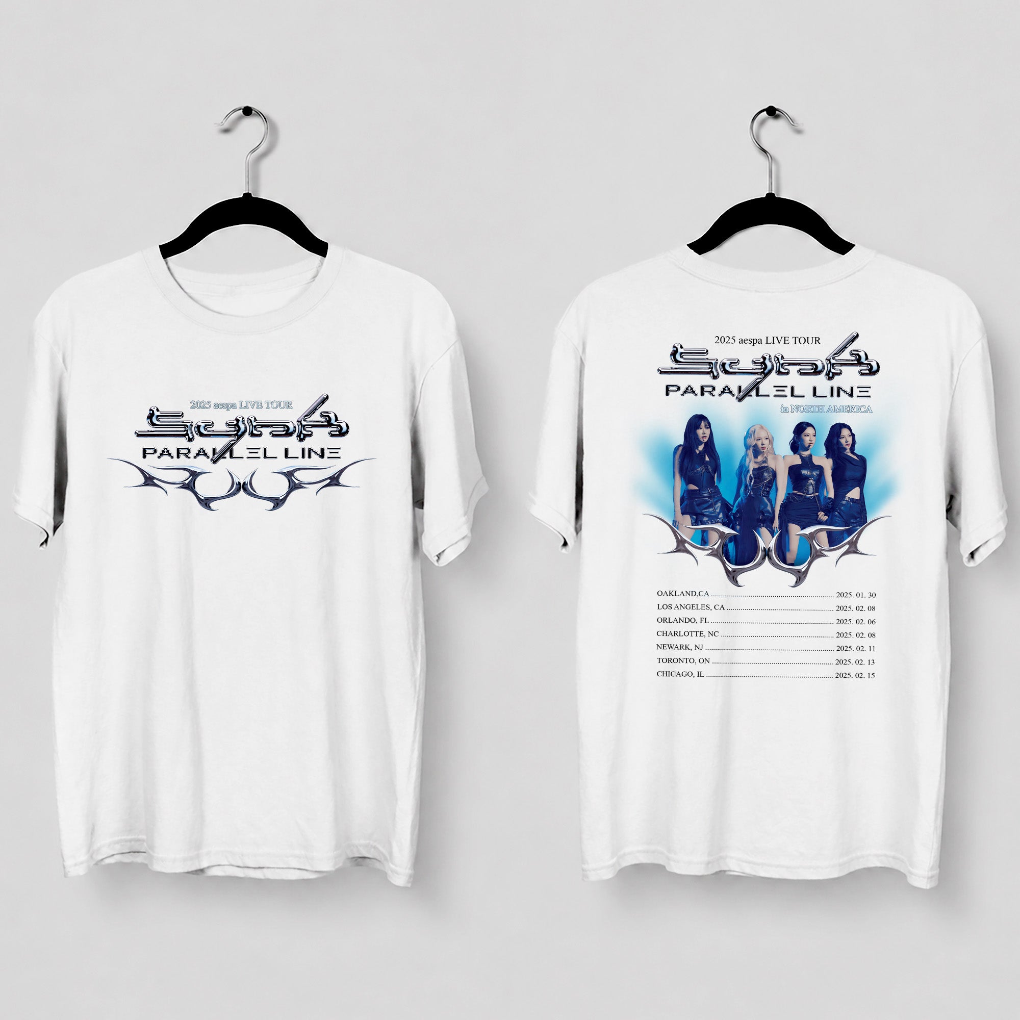 AESPA Parallel Line Concert T-Shirt - Main view, Y2K kpop concert tee