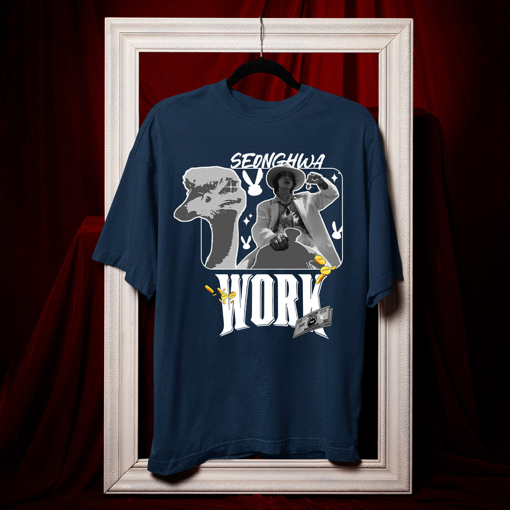 ATEEZ Seonghwa Work T-Shirt - Hang view, Y2K kpop concert tee