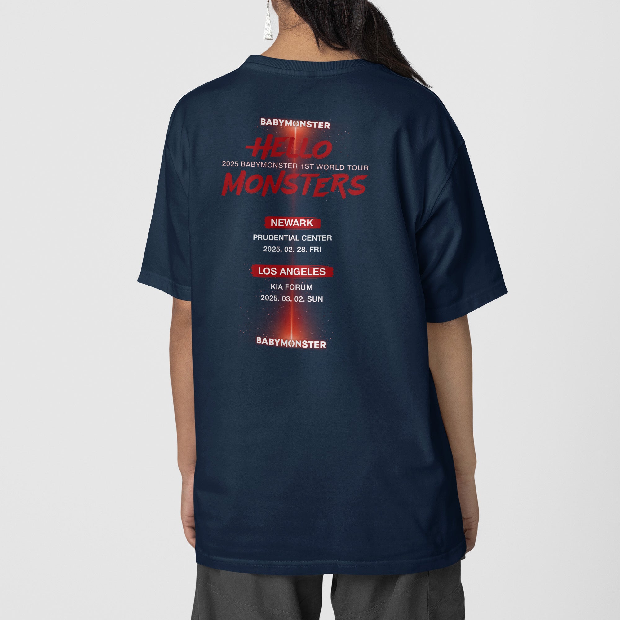BABYMONSTER First Tour 2025 T-Shirt - Back view, Y2K kpop concert tee