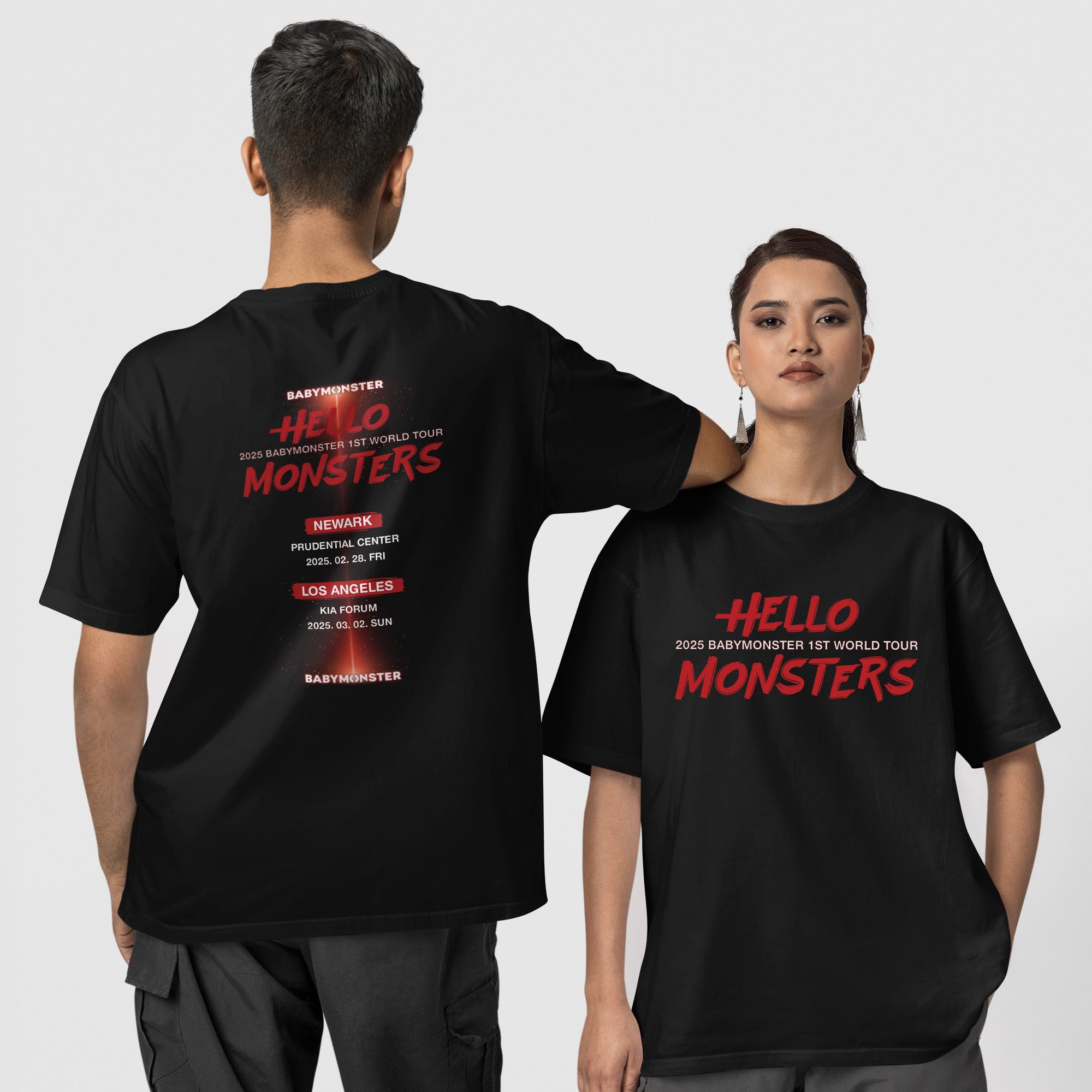 BABYMONSTER First Tour 2025 T-Shirt - Couple 1 view, Y2K kpop concert tee