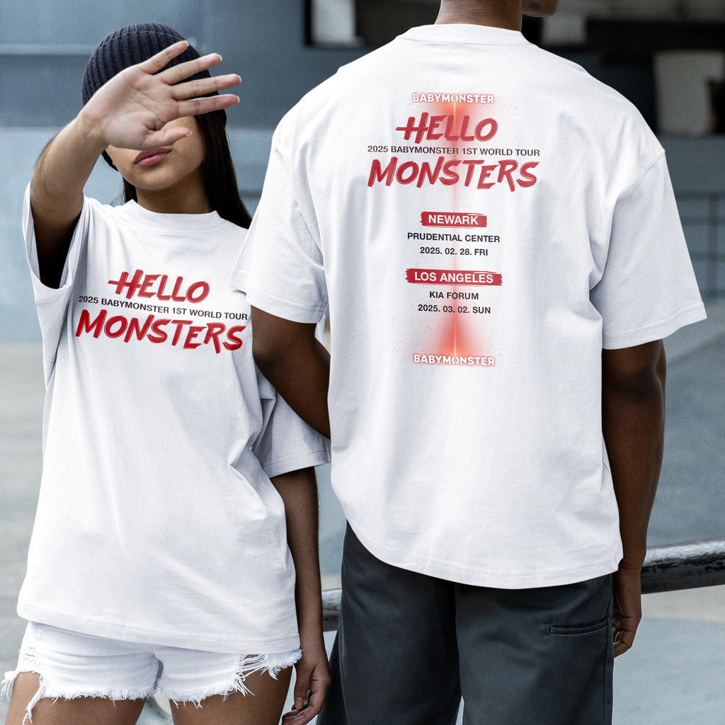 BABYMONSTER First Tour 2025 T-Shirt - Couple 2 view, Y2K kpop concert tee