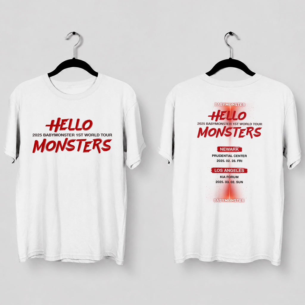 BABYMONSTER First Tour 2025 T-Shirt - Main view, Y2K kpop concert tee