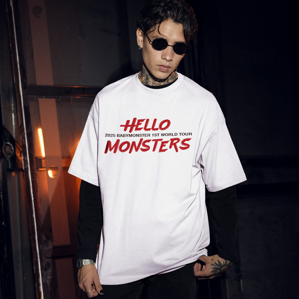 BABYMONSTER First Tour 2025 T-Shirt - Men Front view, Y2K kpop concert tee
