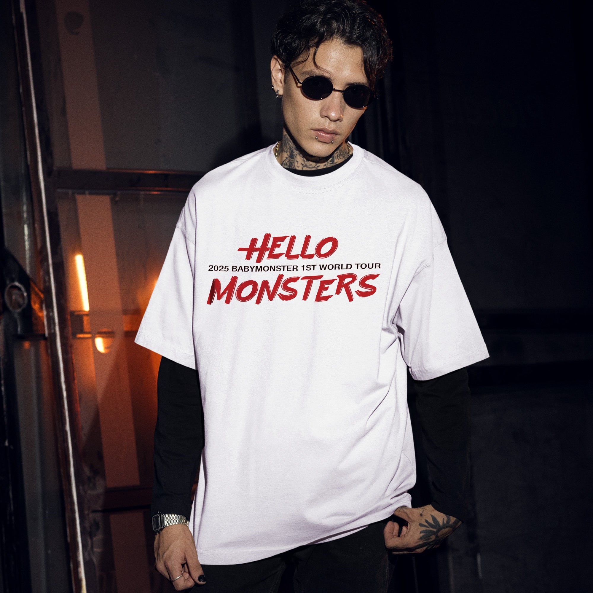 BABYMONSTER First Tour 2025 T-Shirt - Men Front view, Y2K kpop concert tee