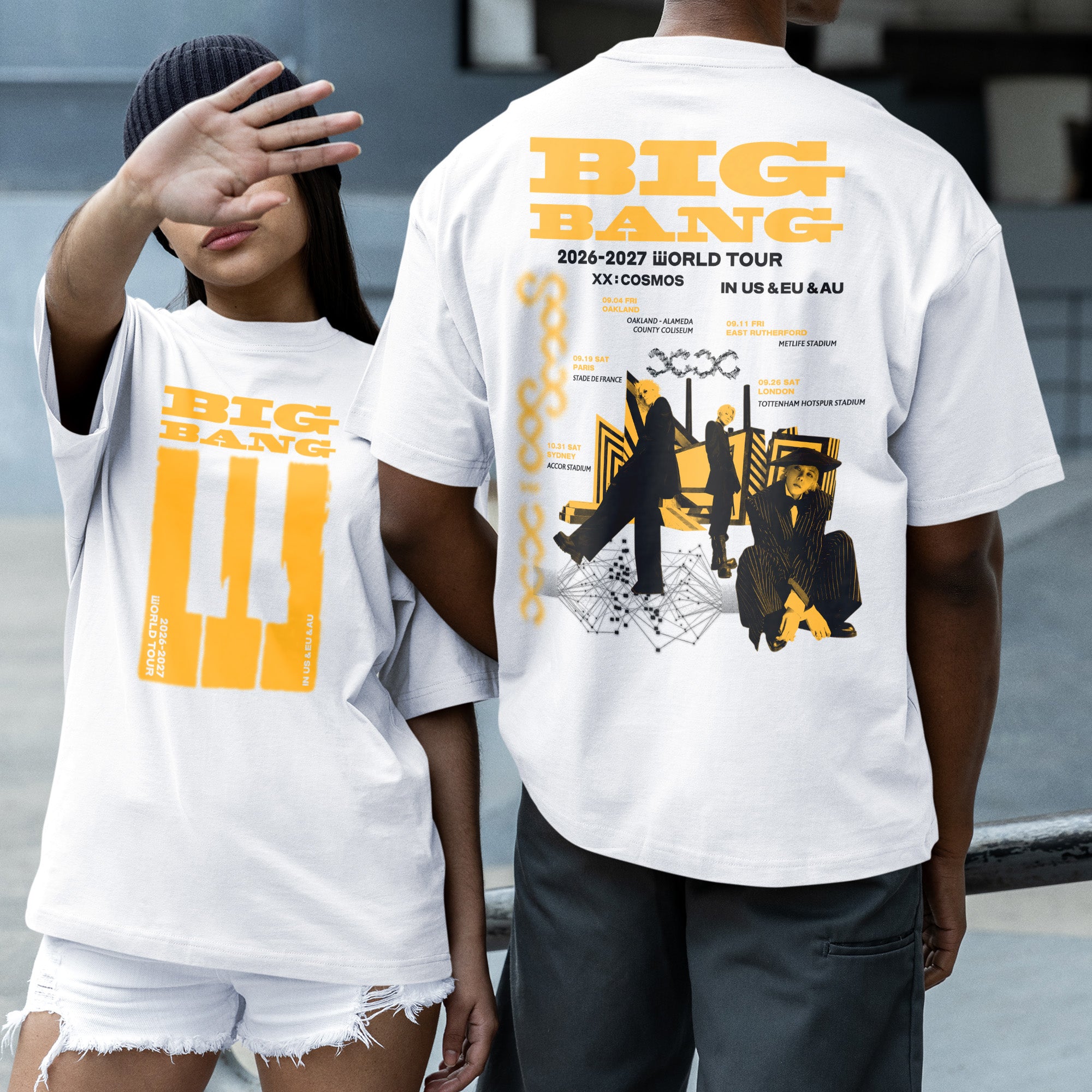BIGBANG World Tour XX COSMOS 2026 T-Shirt - Couple 2 view, Y2K kpop concert tee