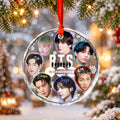 BTS Funny Big Head Custom Name Ornament - glass round ornament, fan-made kpop personalized Christmas ornament