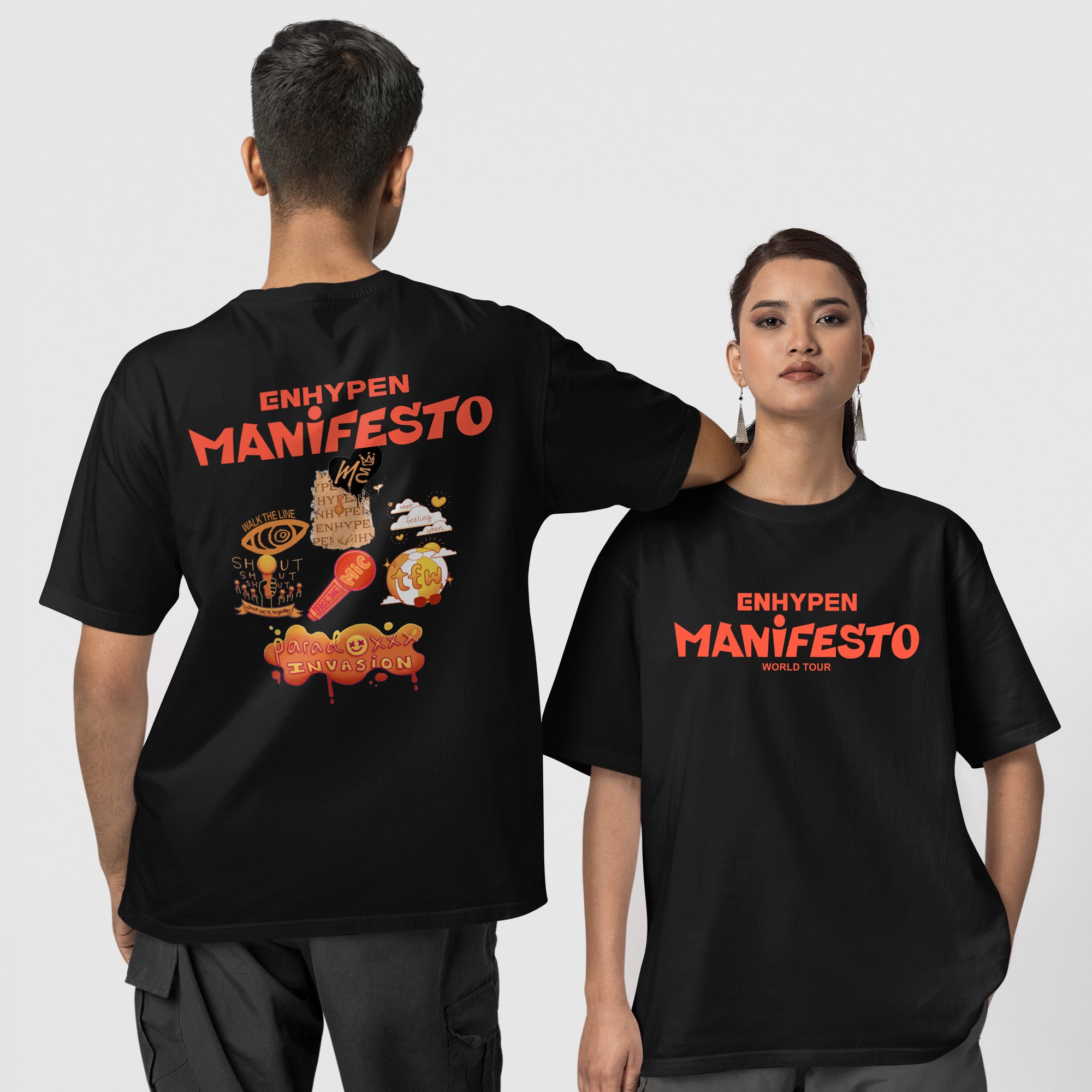 ENHYPEN World Tour Manifesto T-Shirt - Couple 1 view, Y2K kpop concert tee