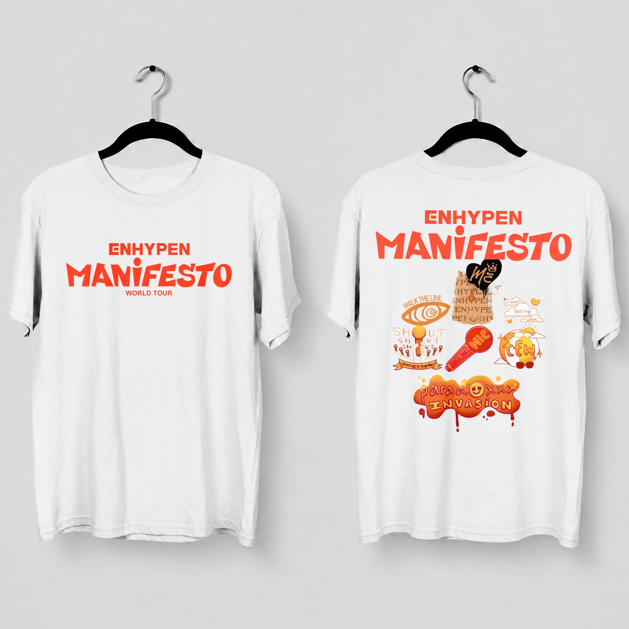ENHYPEN World Tour Manifesto T-Shirt - Main view, Y2K kpop concert tee