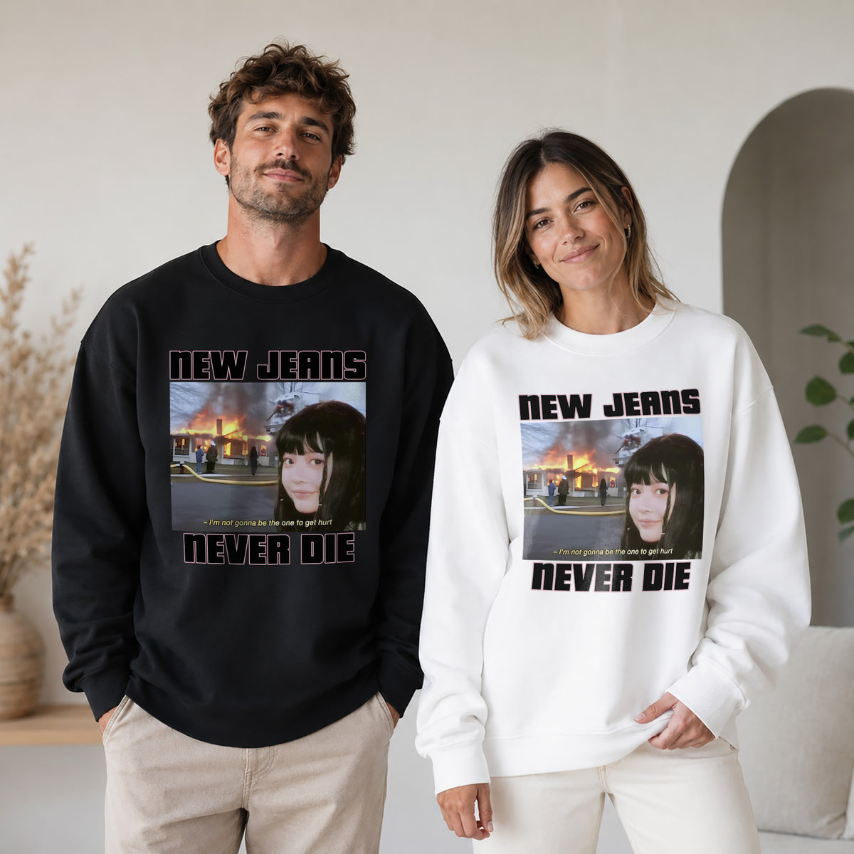 NewJeans Funny Meme Never Die Sweatshirt - Couple view, Y2K kpop concert sweatshirt
